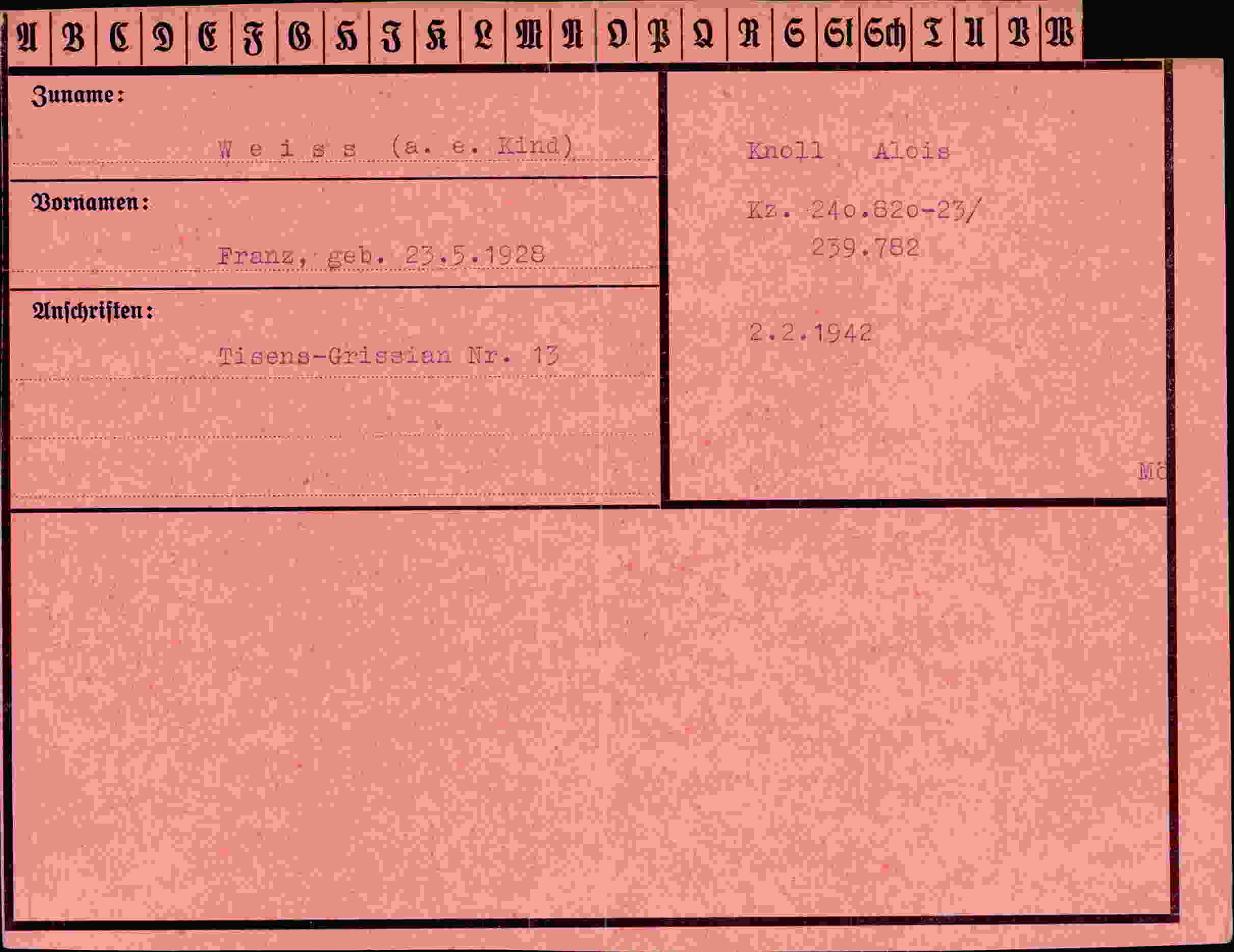 Dokument für Franz Veiss