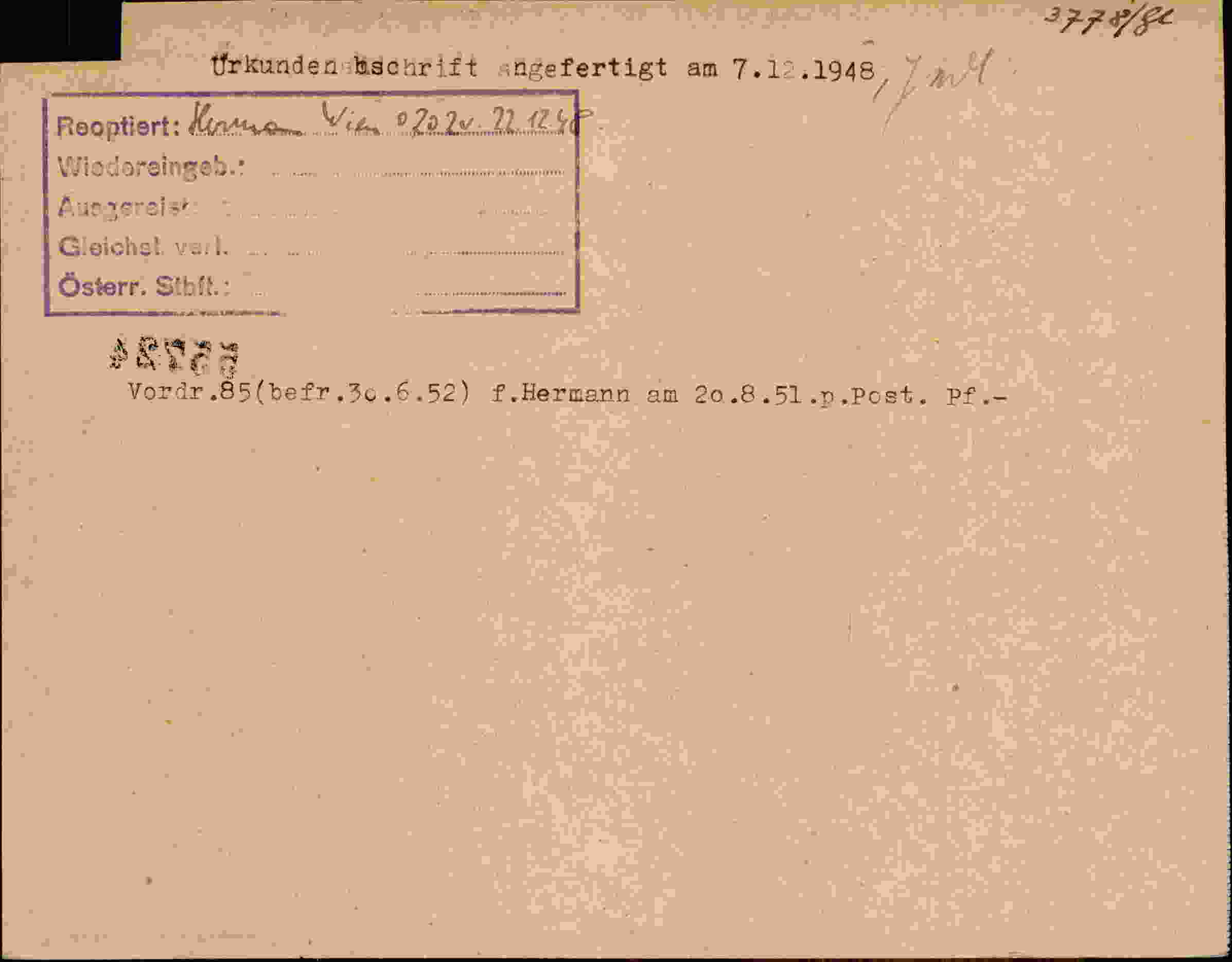Rückseite des Dokuments