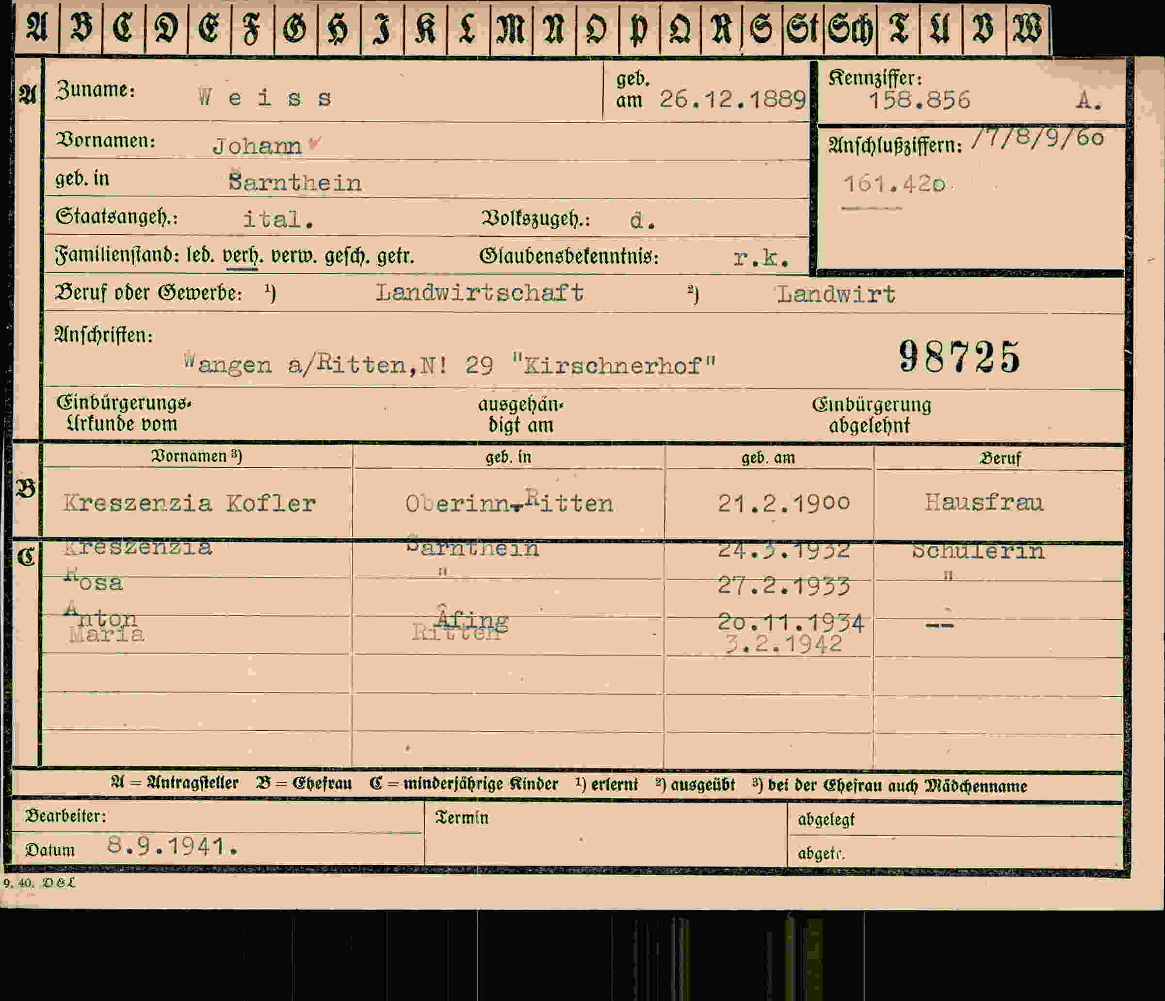 Dokument für Johann Veiss