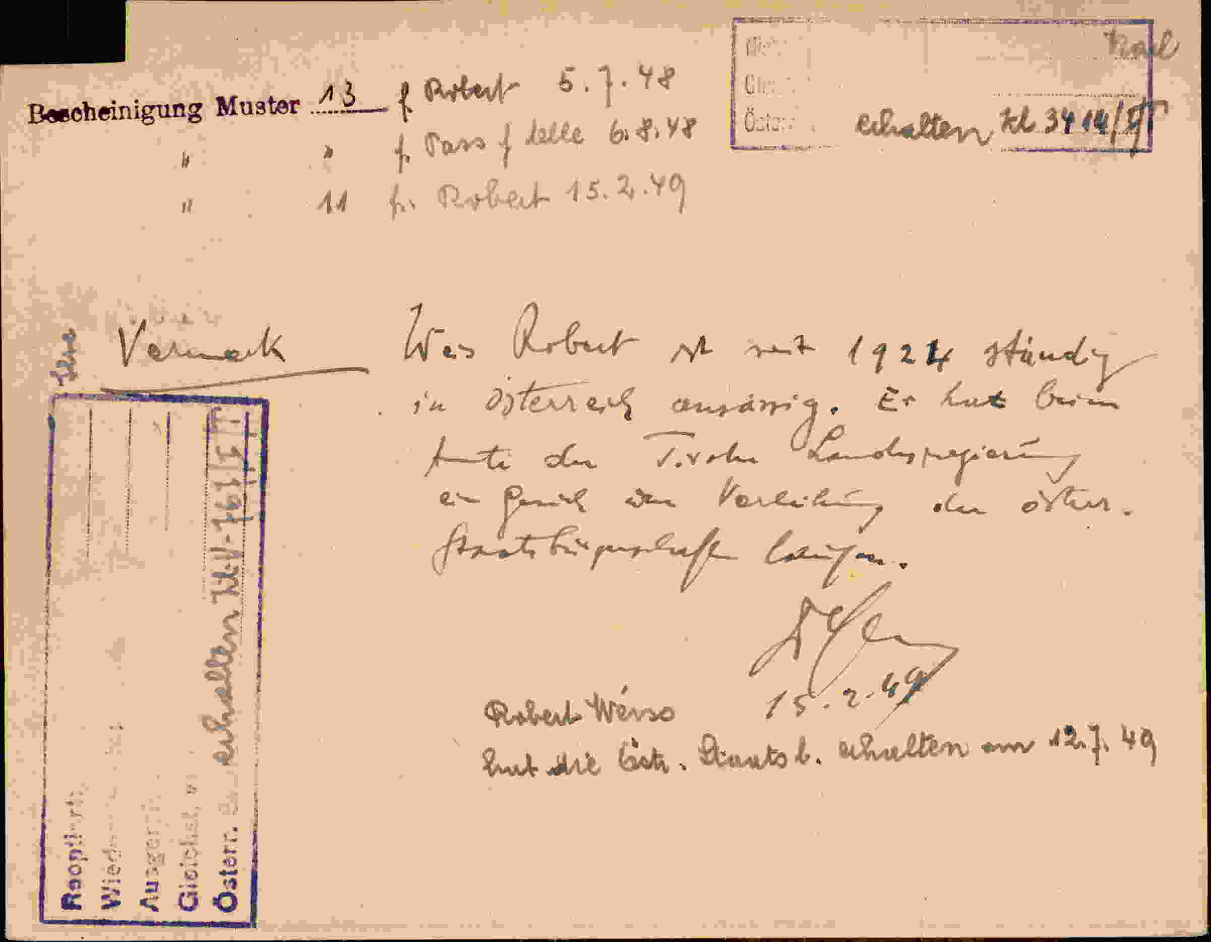 Rückseite des Dokuments