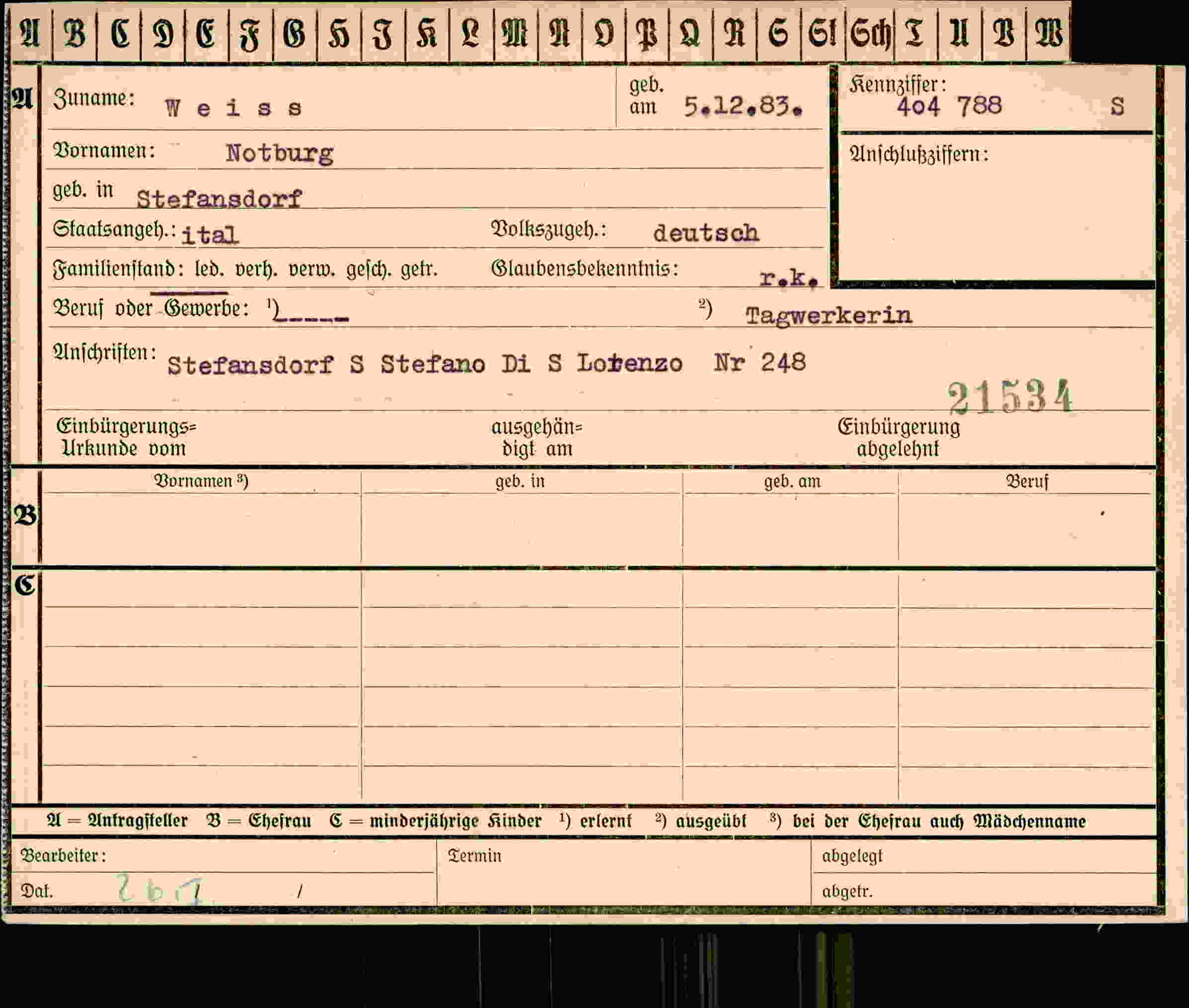 Dokument für Notburg Weiss