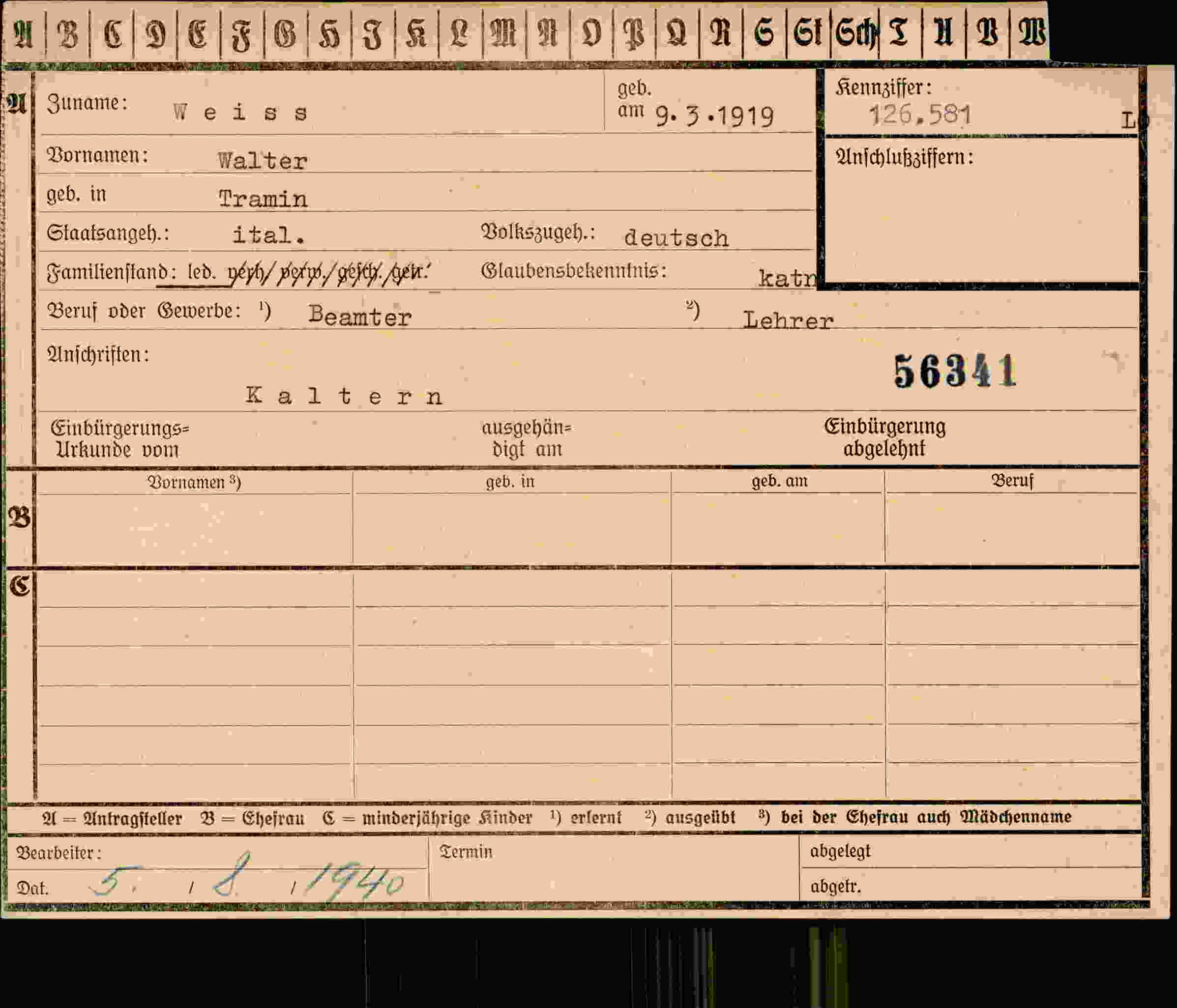 Dokument für Walter Weiss