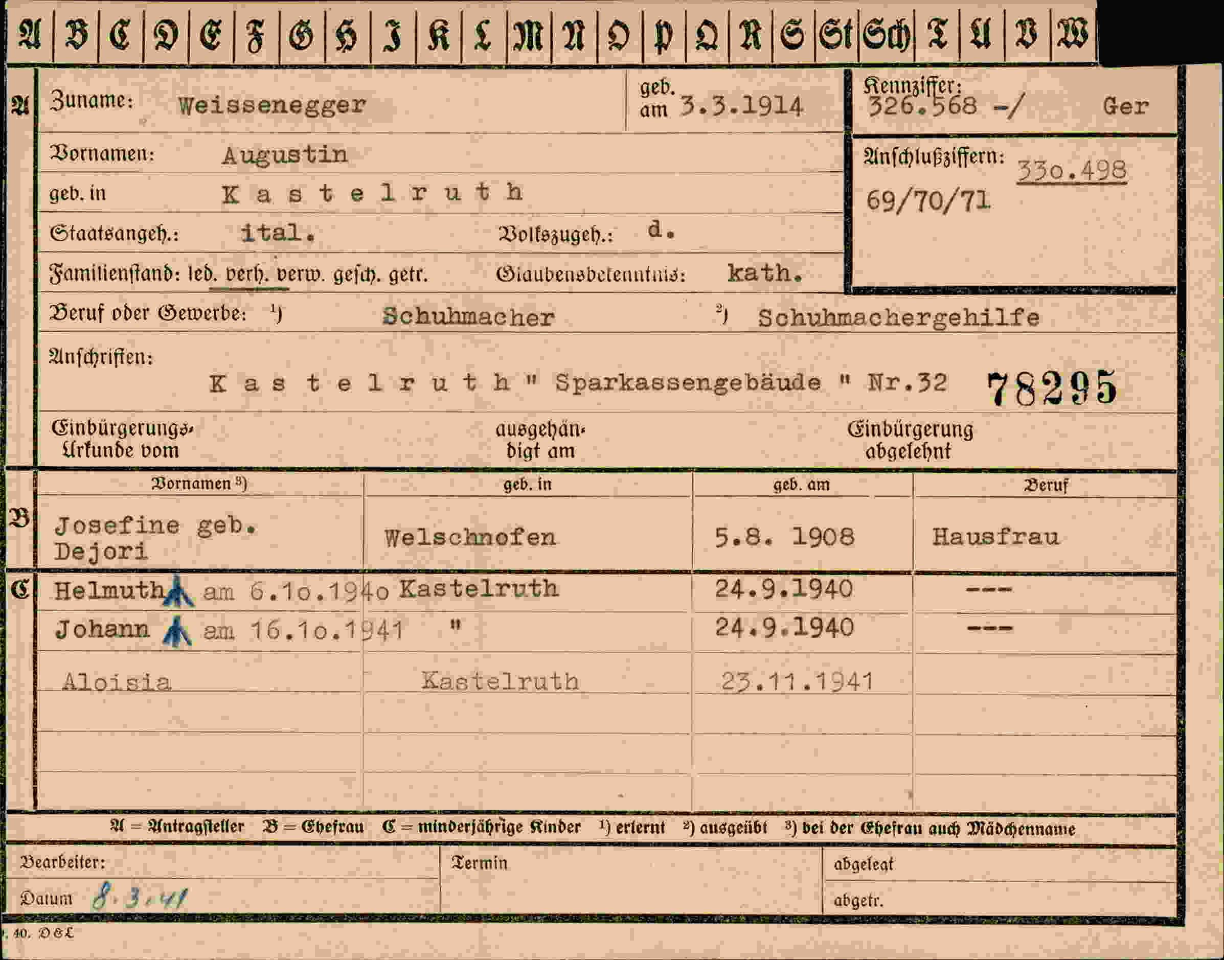 Vorderseite des Dokuments