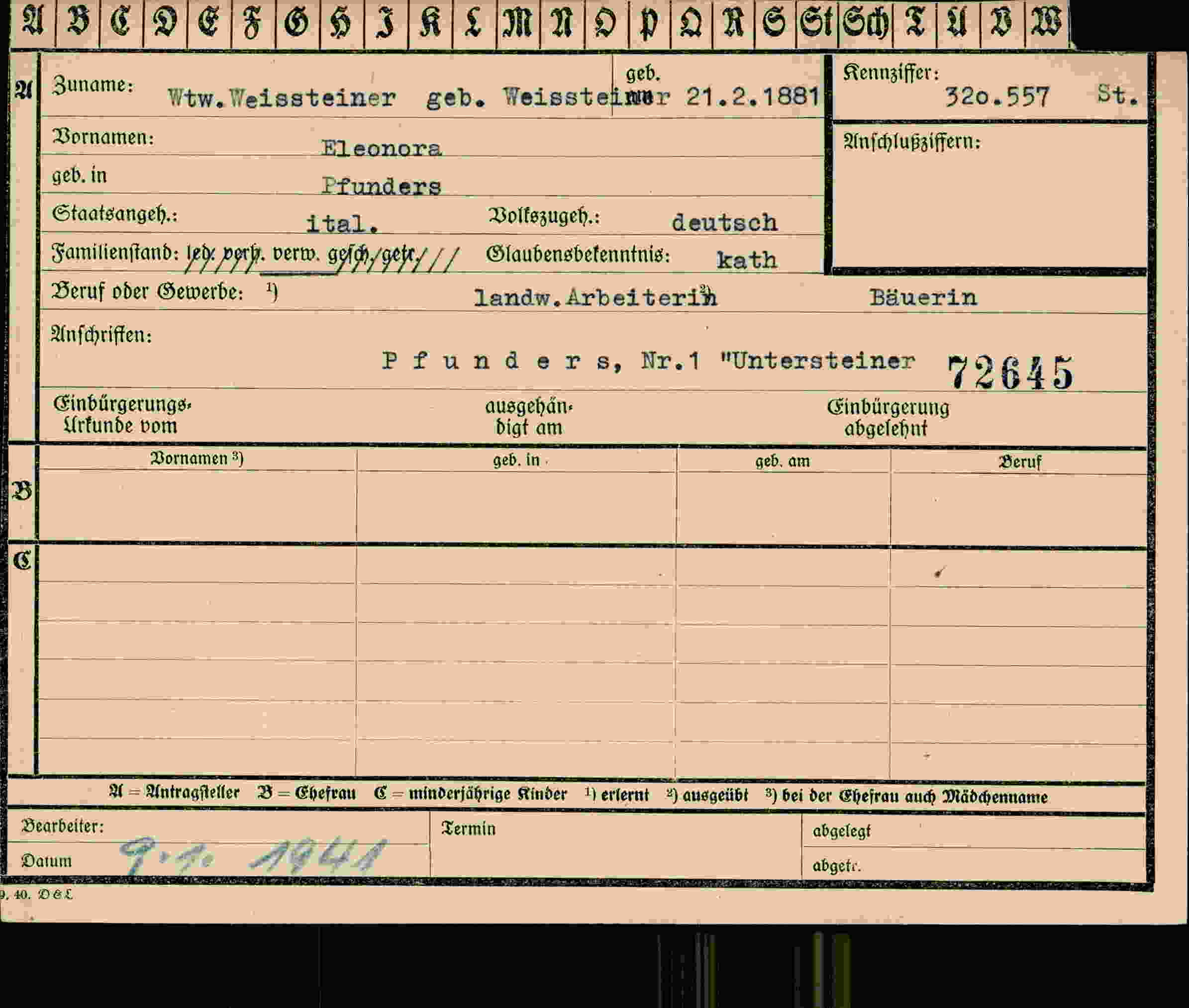 Vorderseite des Dokuments