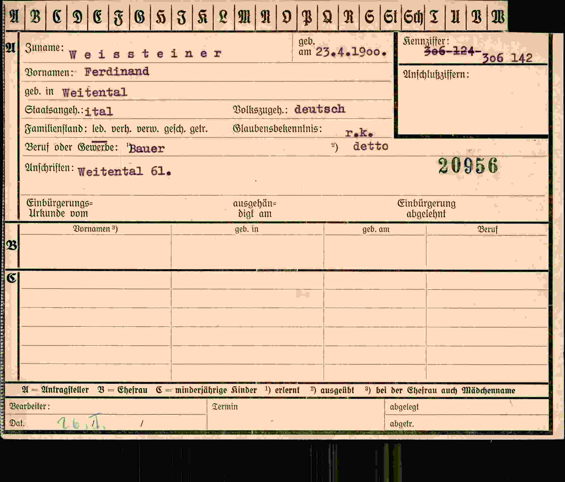 Vorderseite des Dokuments