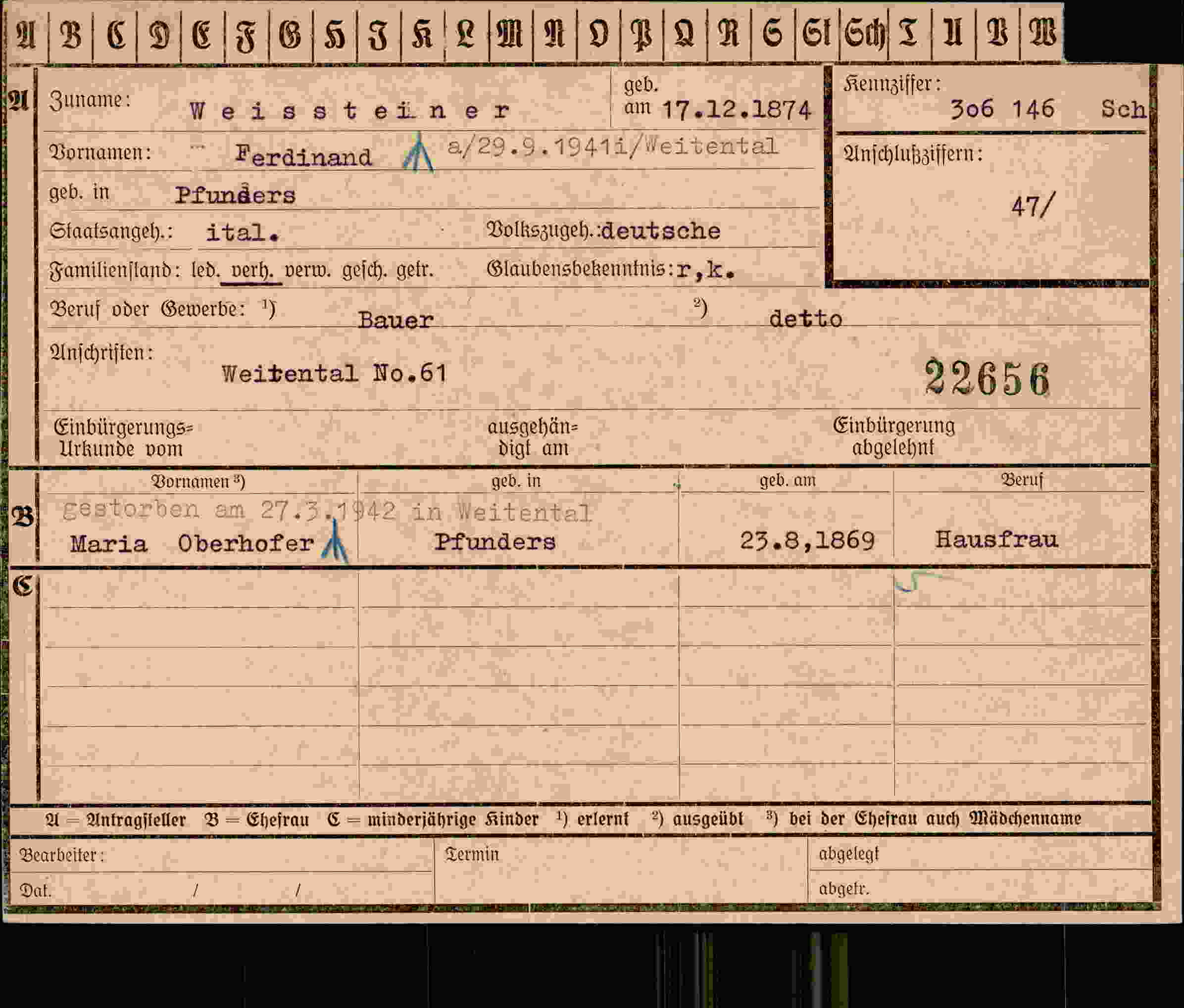 Vorderseite des Dokuments