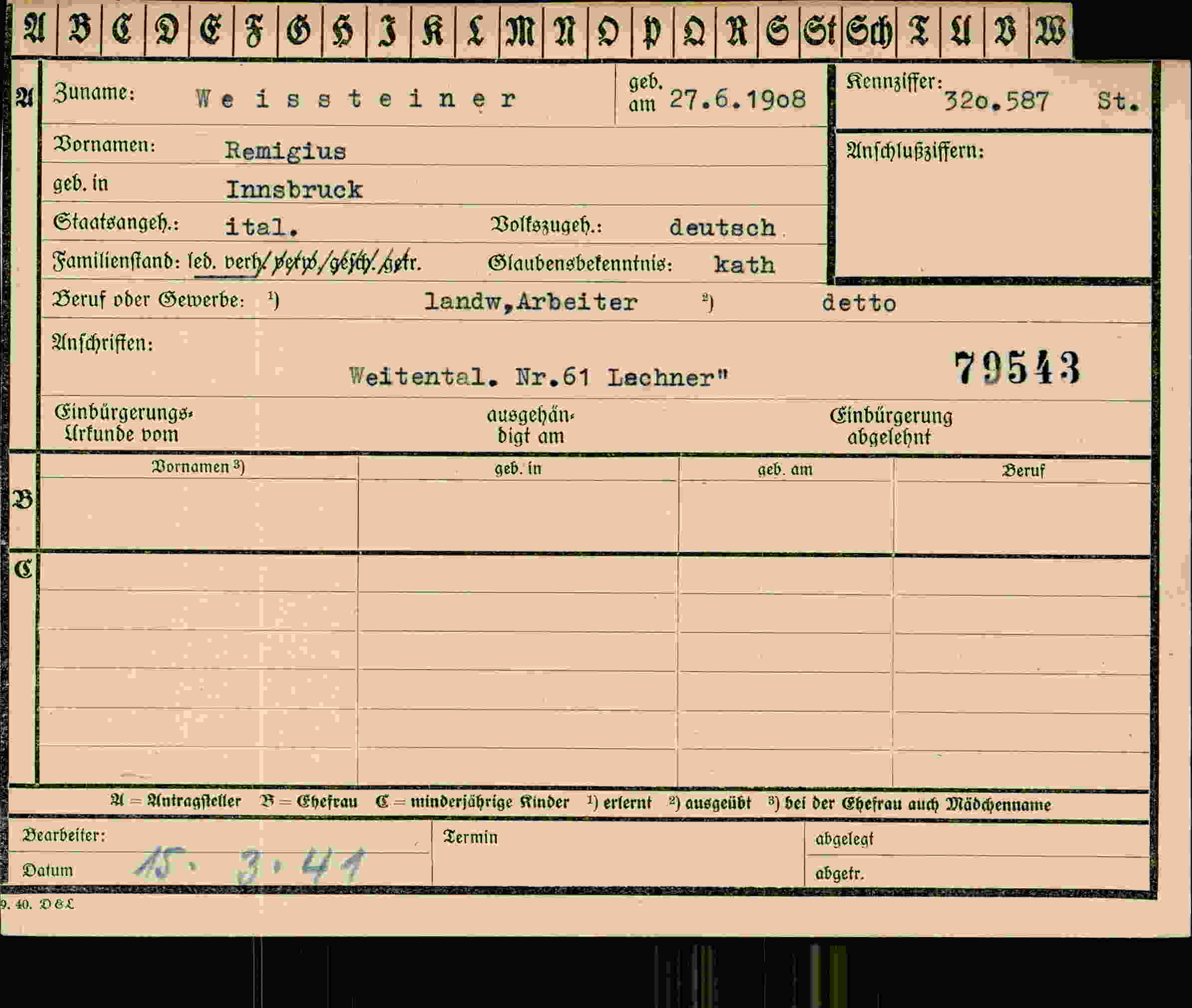 Vorderseite des Dokuments