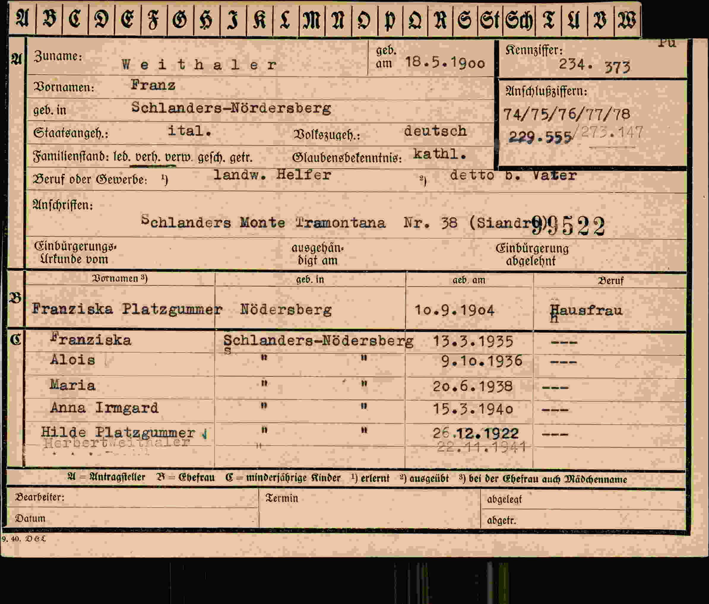 Vorderseite des Dokuments