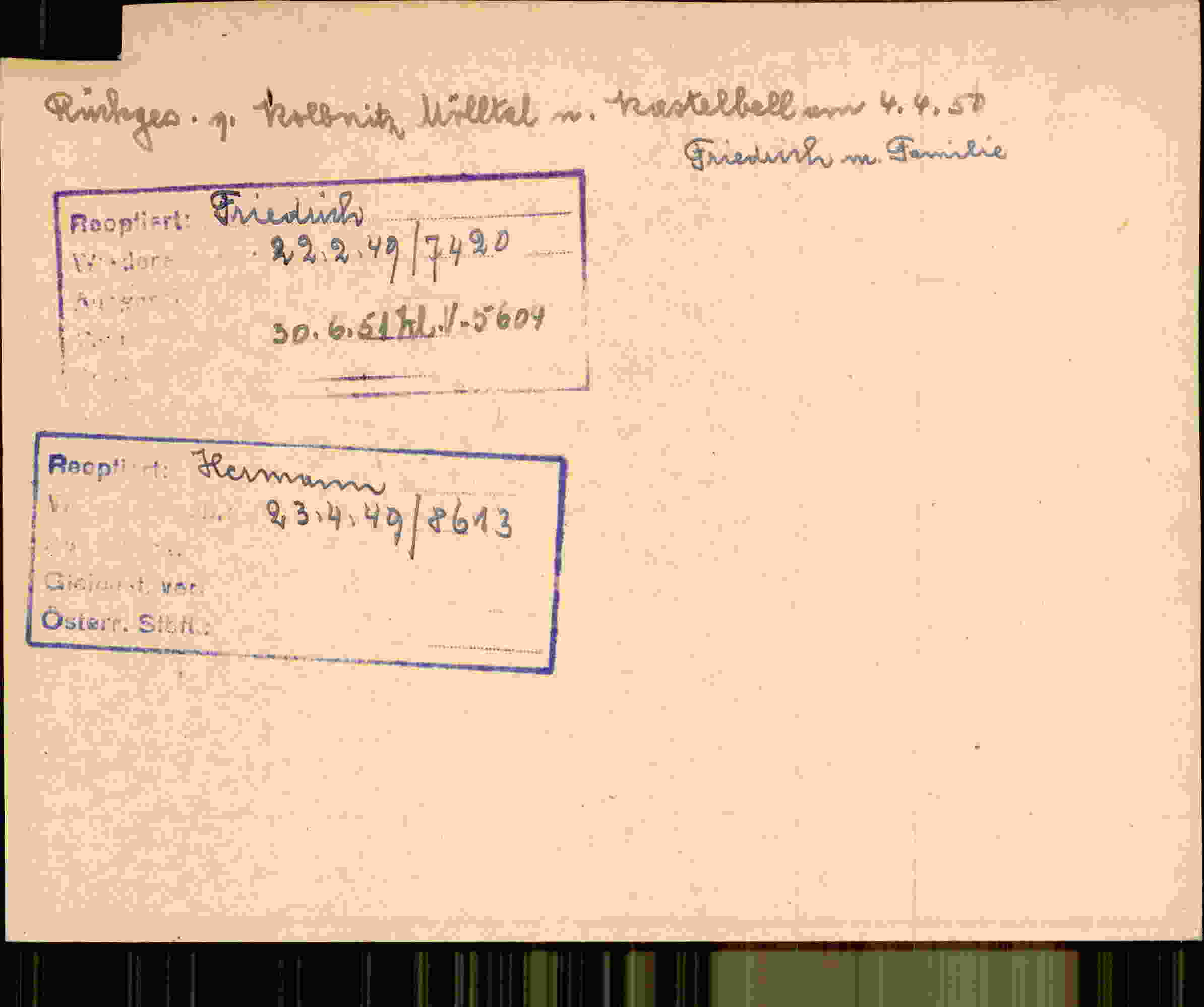 Rückseite des Dokuments