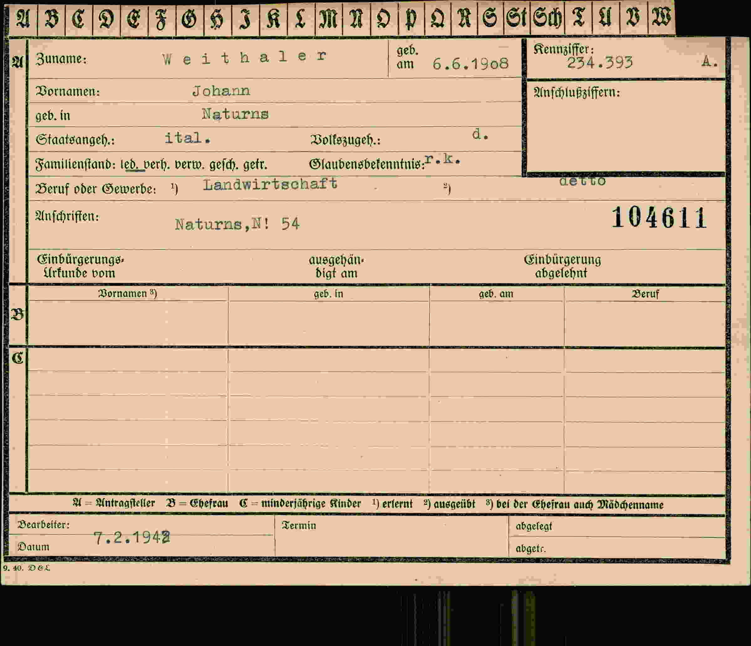 Vorderseite des Dokuments