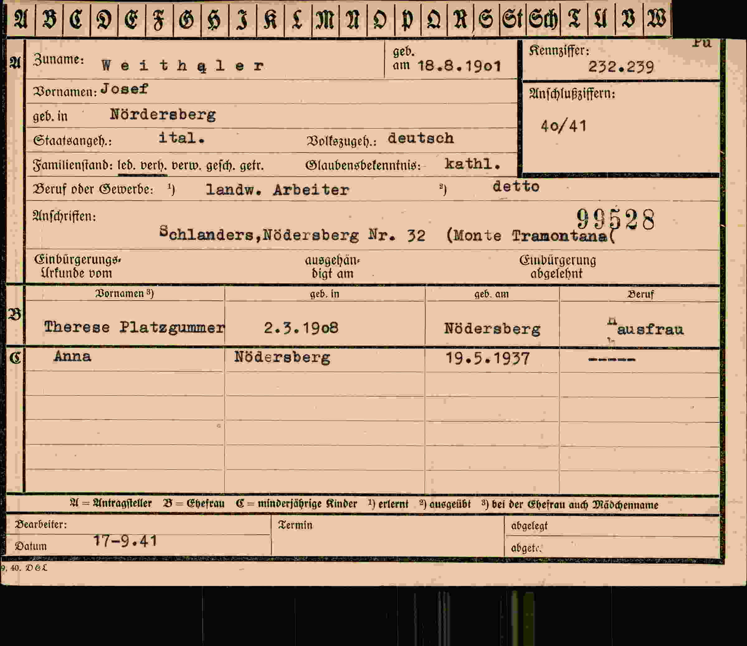 Vorderseite des Dokuments