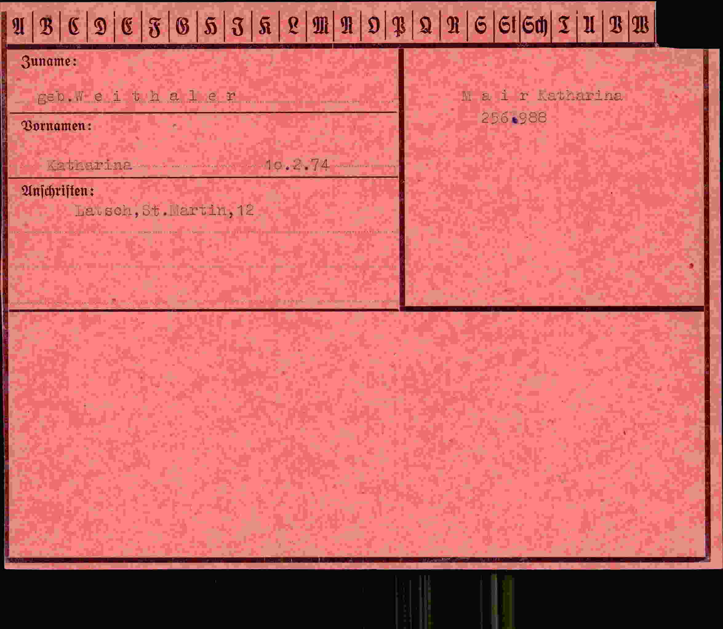 Vorderseite des Dokuments