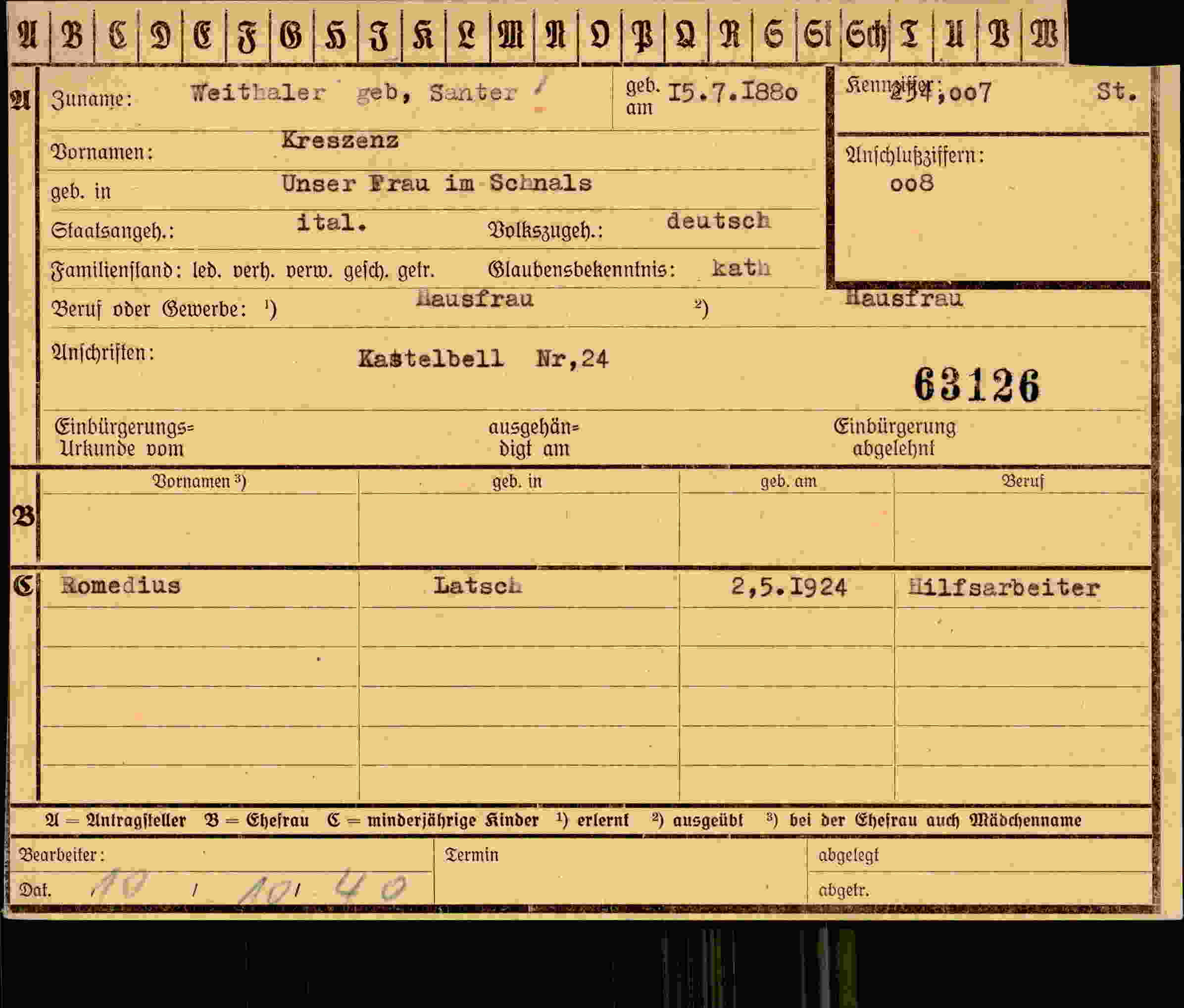 Vorderseite des Dokuments