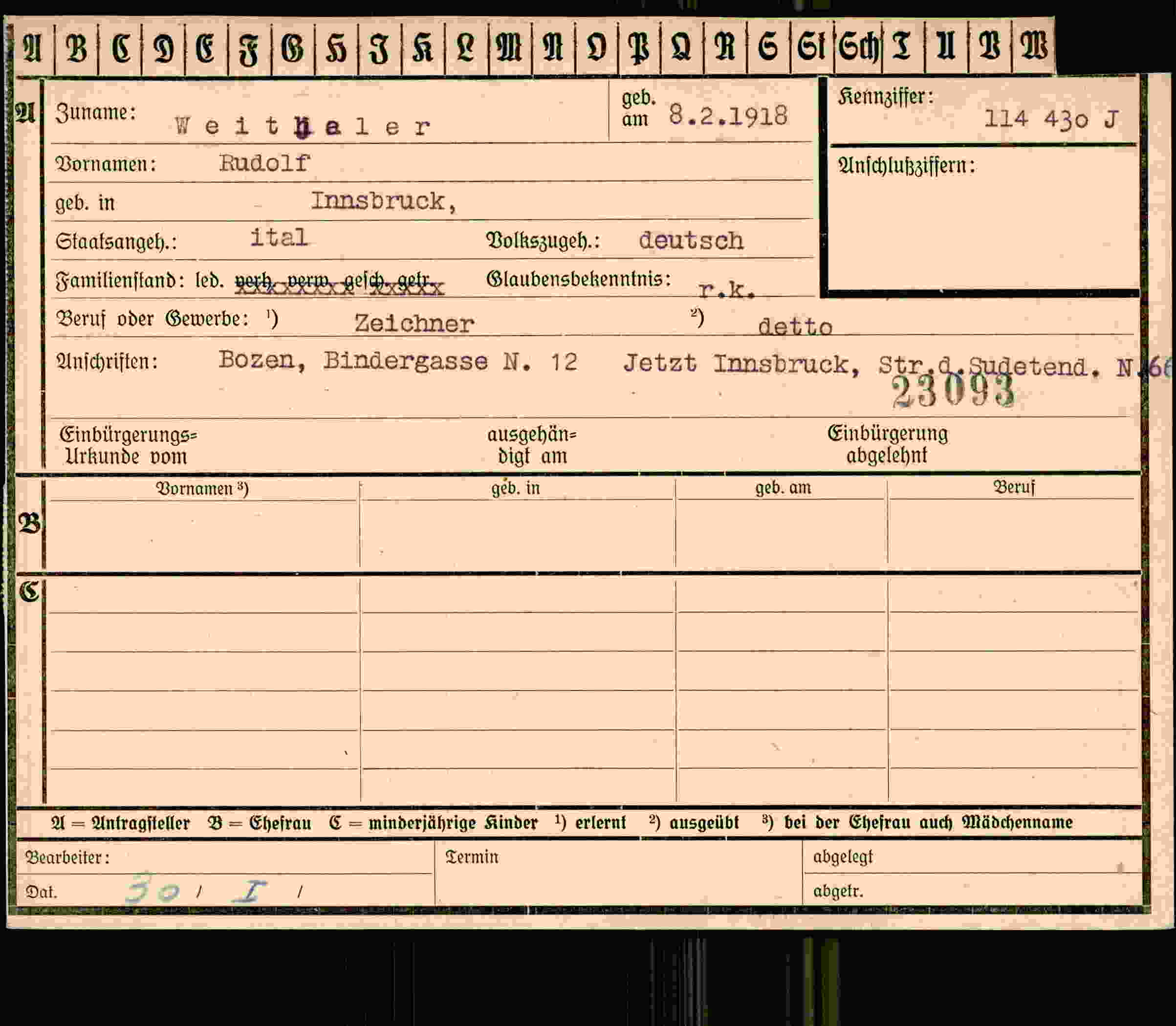 Dokument für Rudolf Weithaler