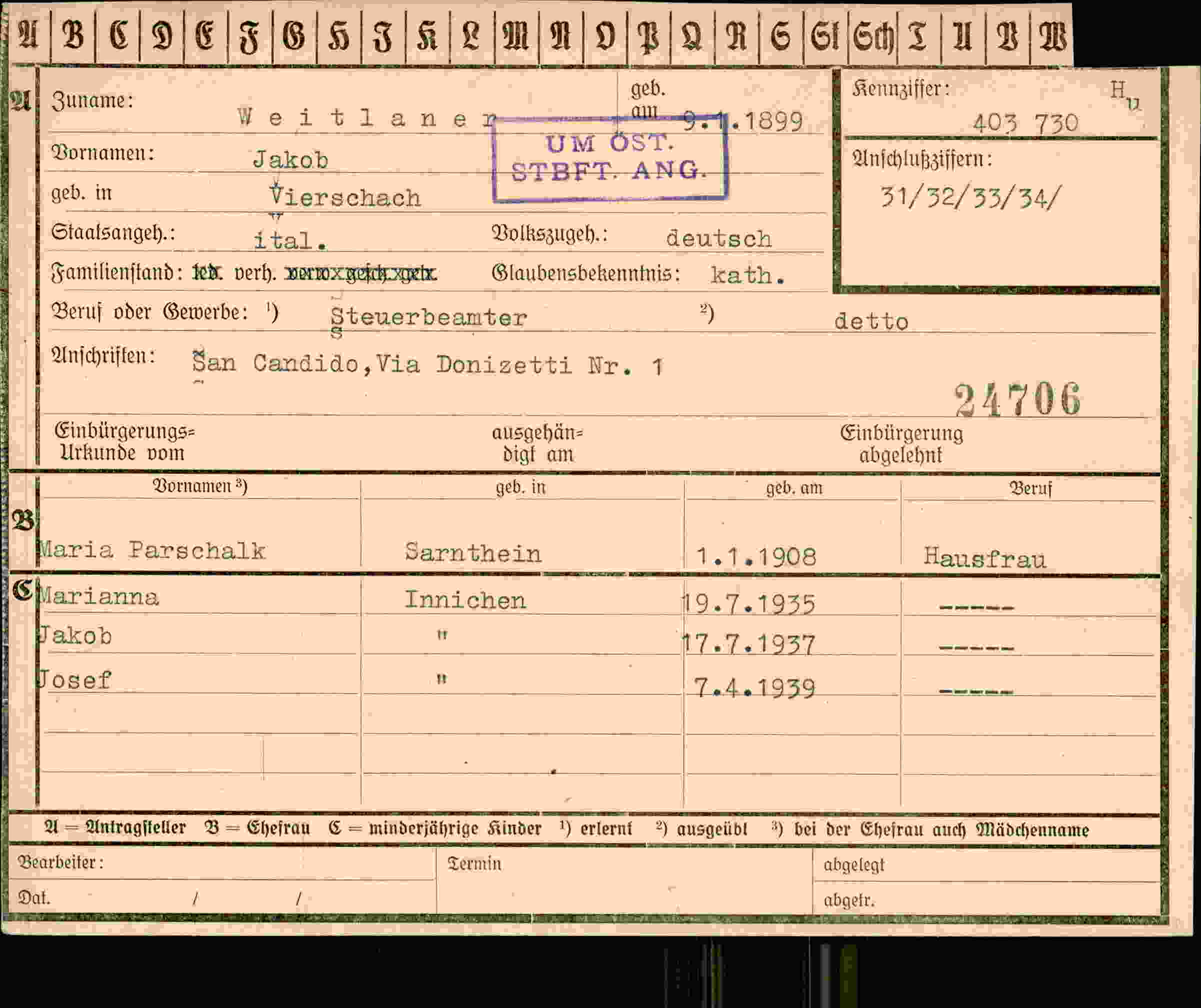 Dokument für Jakob Weitlanen
