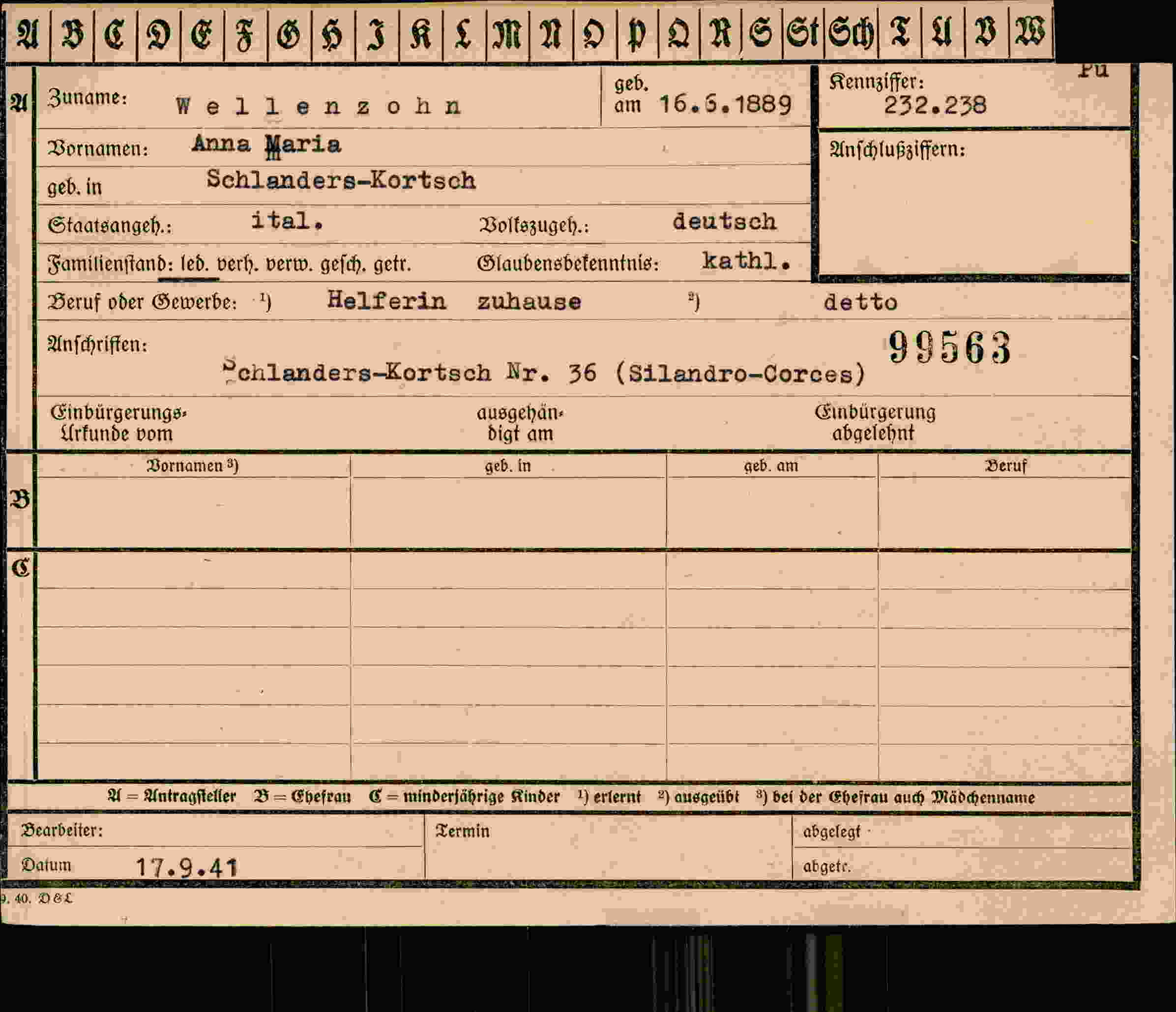 Vorderseite des Dokuments