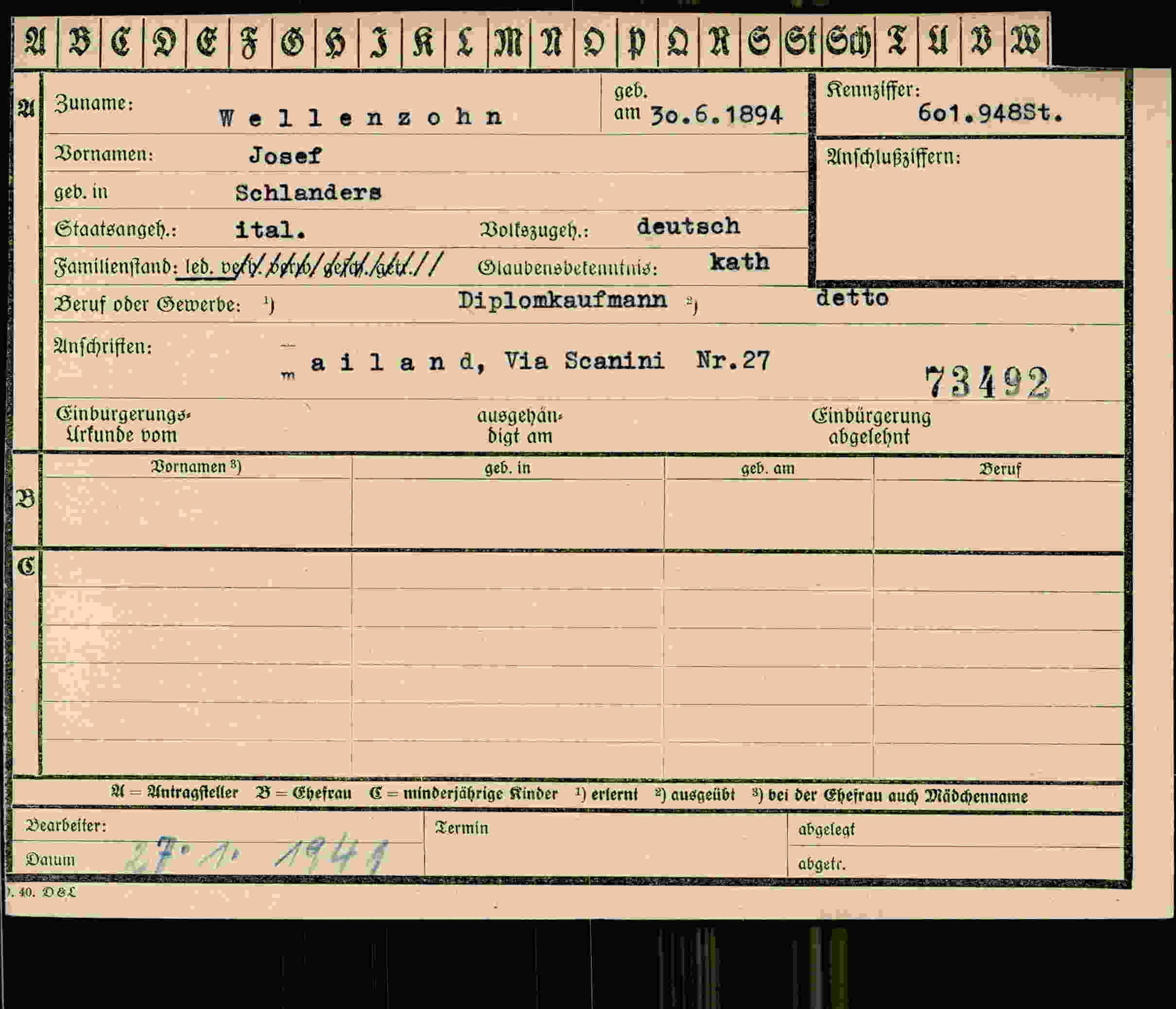 Vorderseite des Dokuments