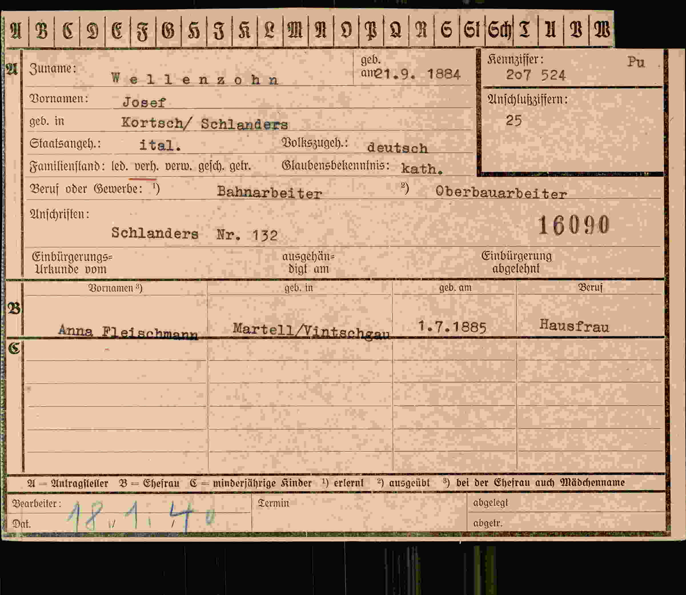 Dokument für Josef Wellenzohn