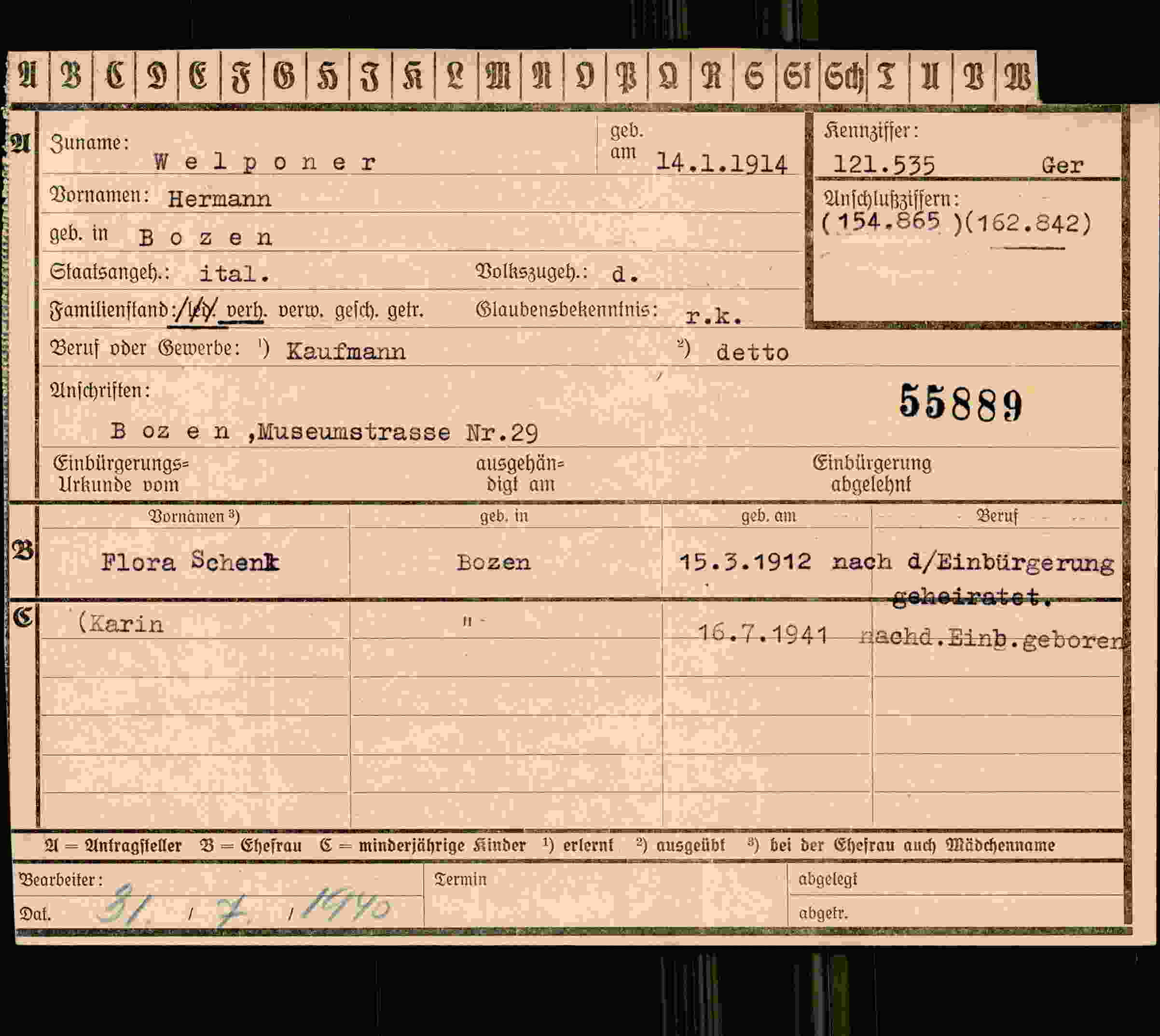 Vorderseite des Dokuments