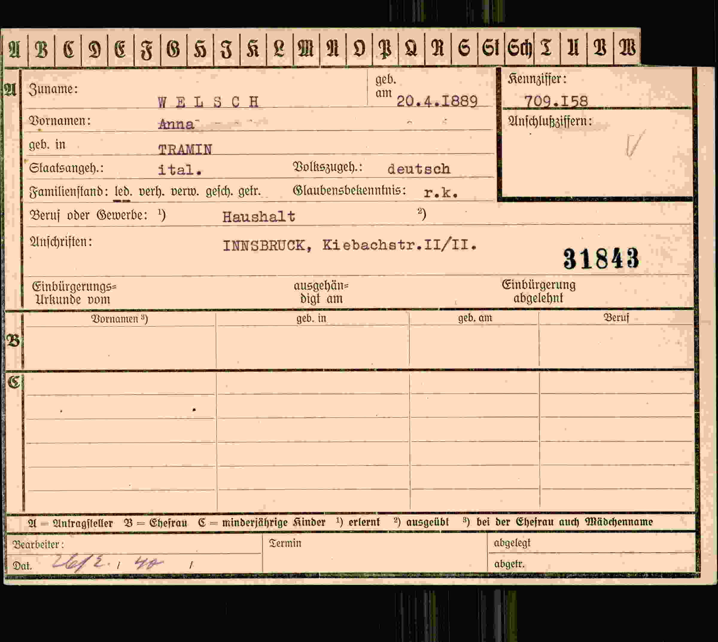 Vorderseite des Dokuments
