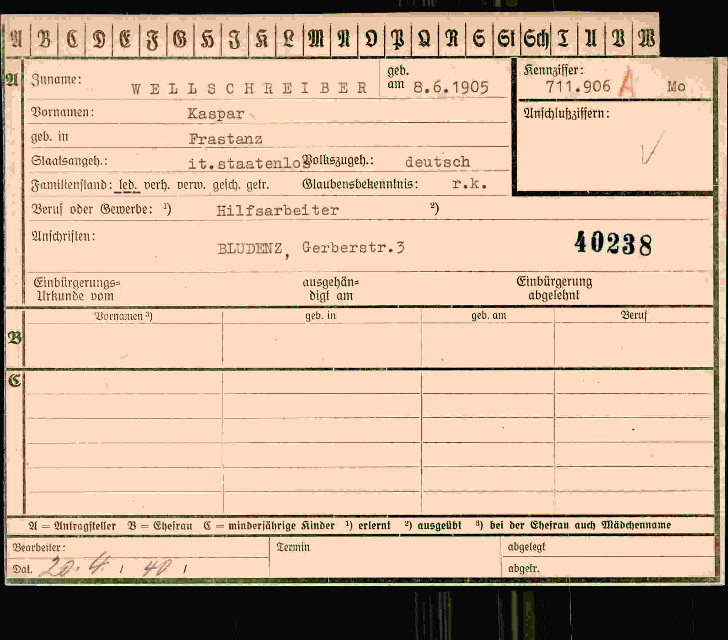 Dokument für Kaspar Wellschreiber