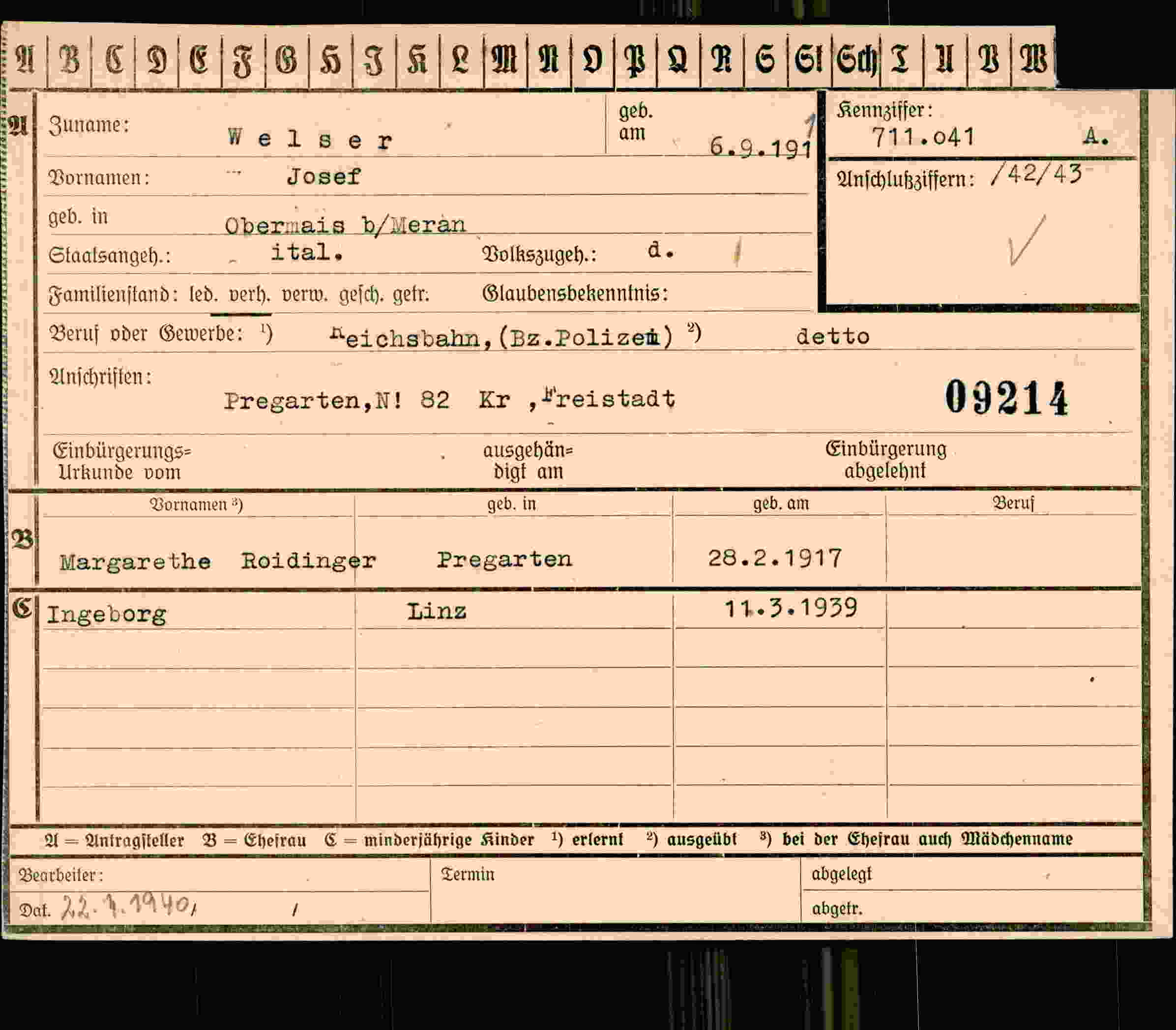 Vorderseite des Dokuments