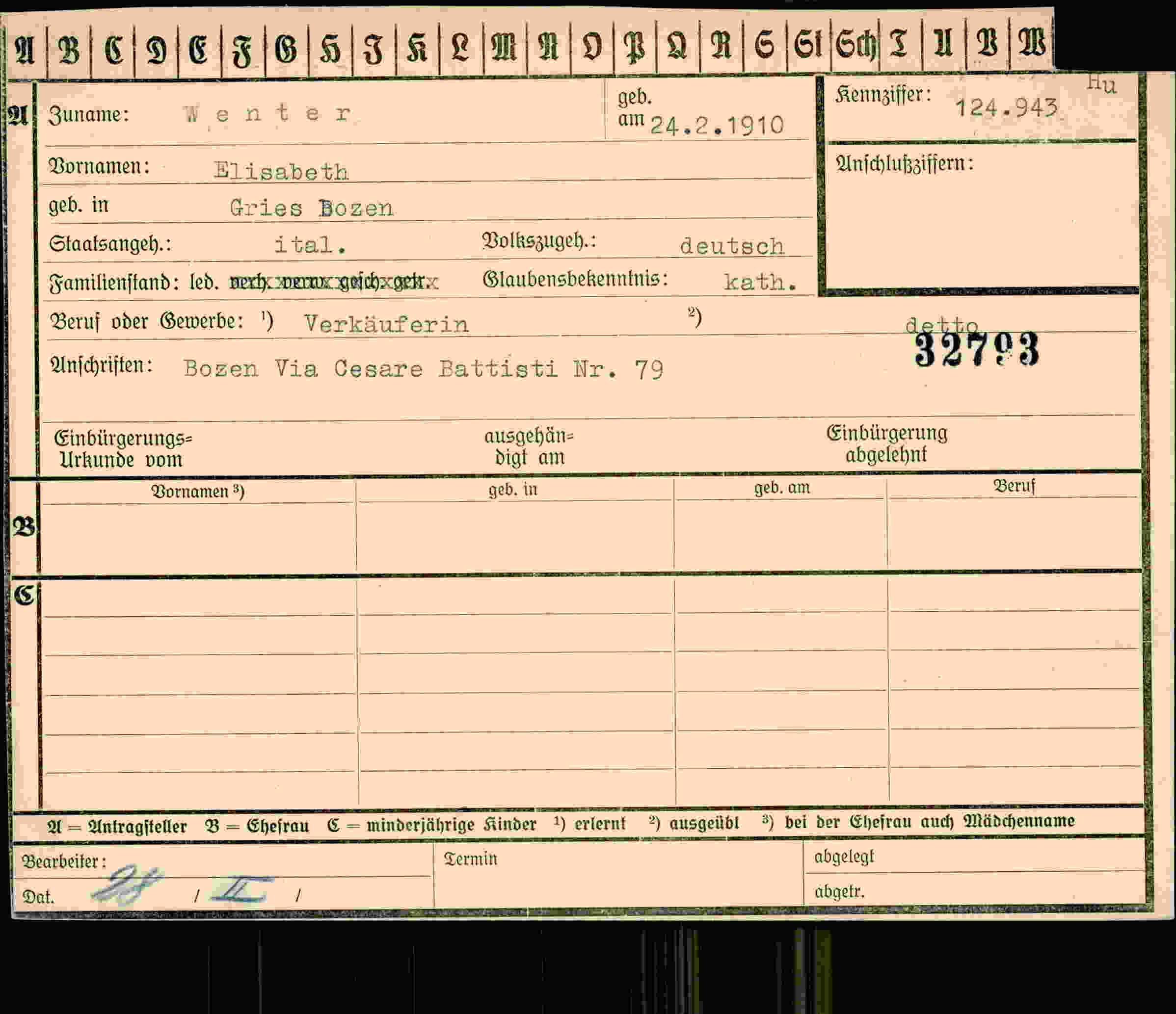 Vorderseite des Dokuments