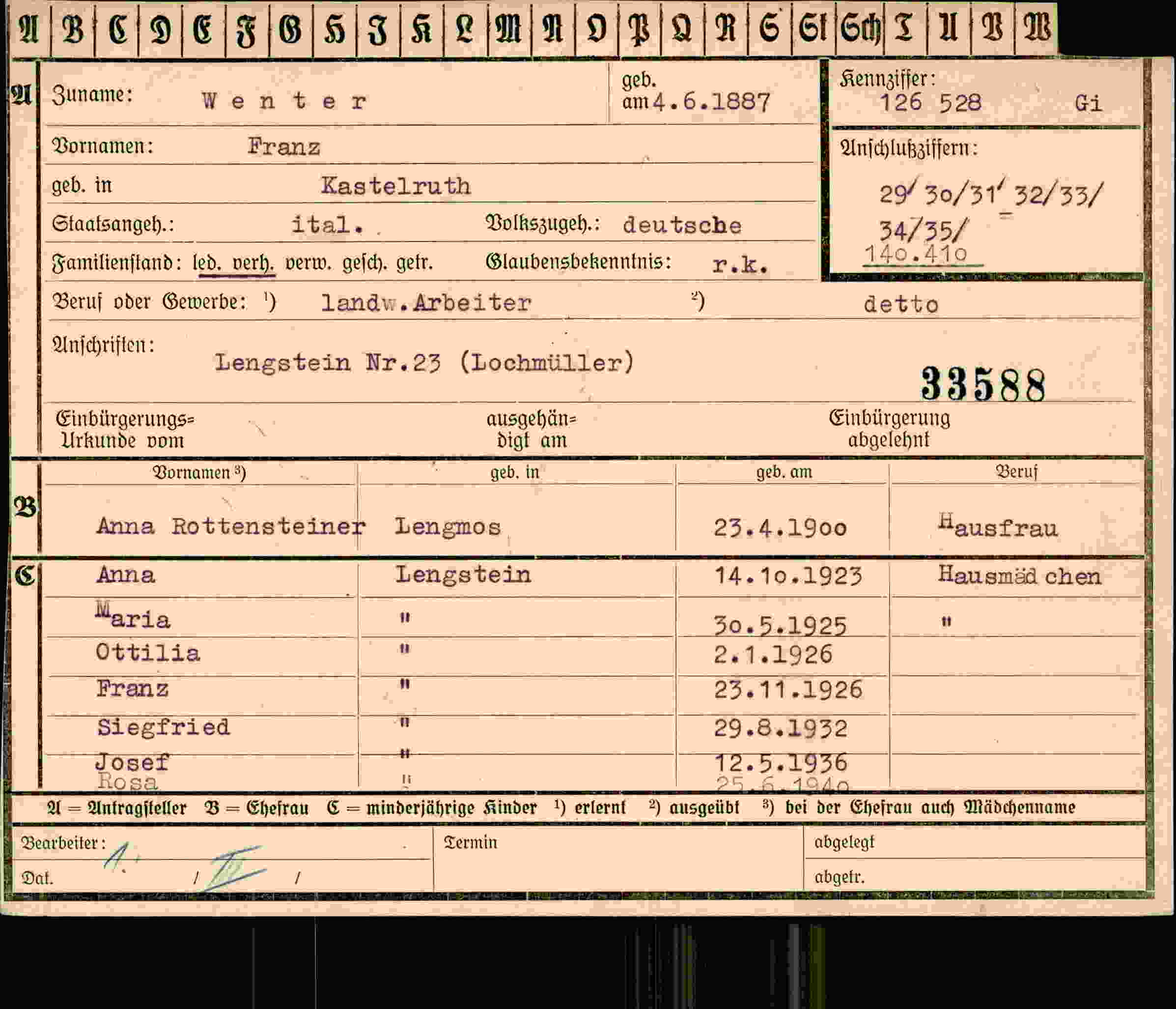Vorderseite des Dokuments