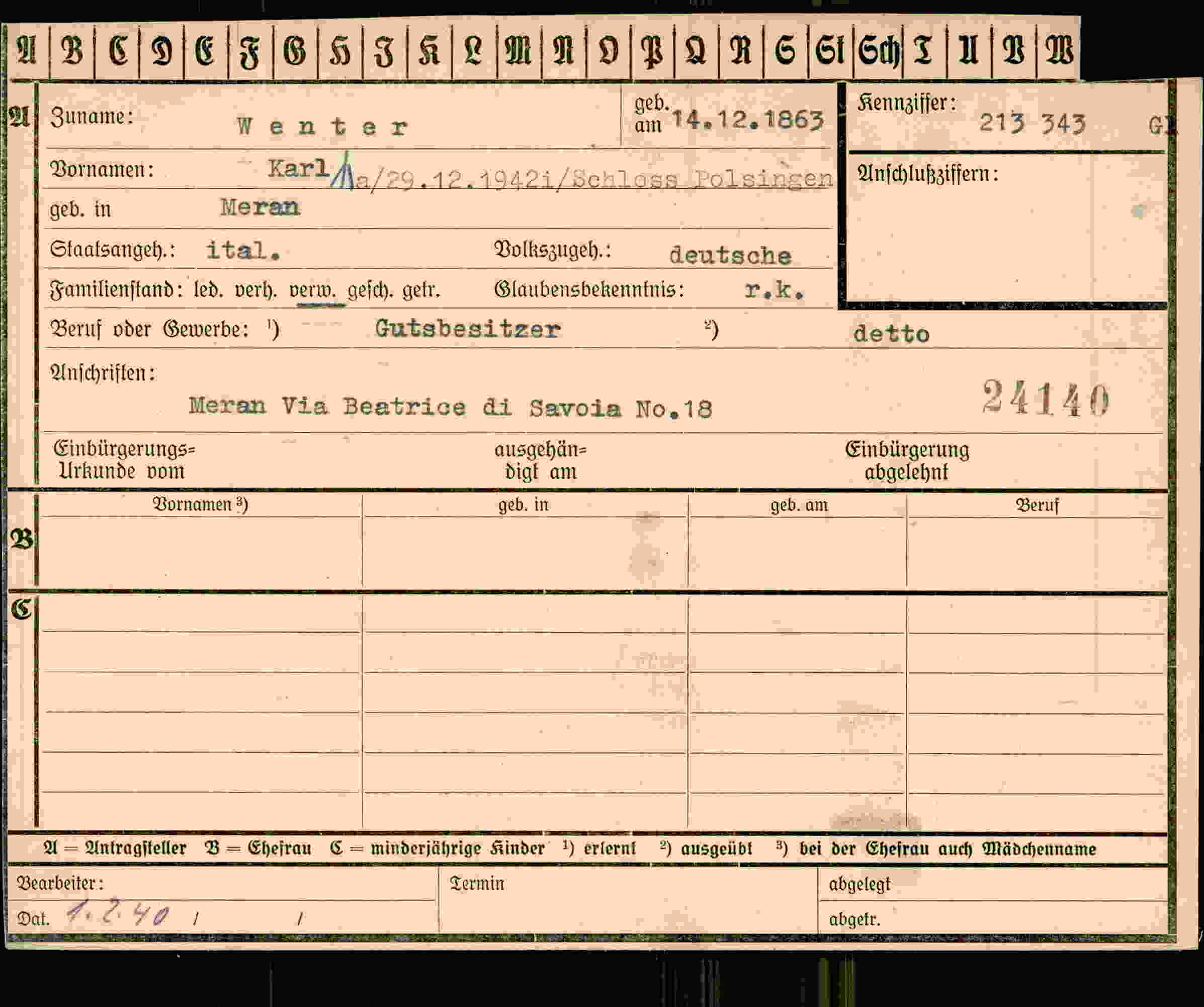 Dokument für Karl Wenter