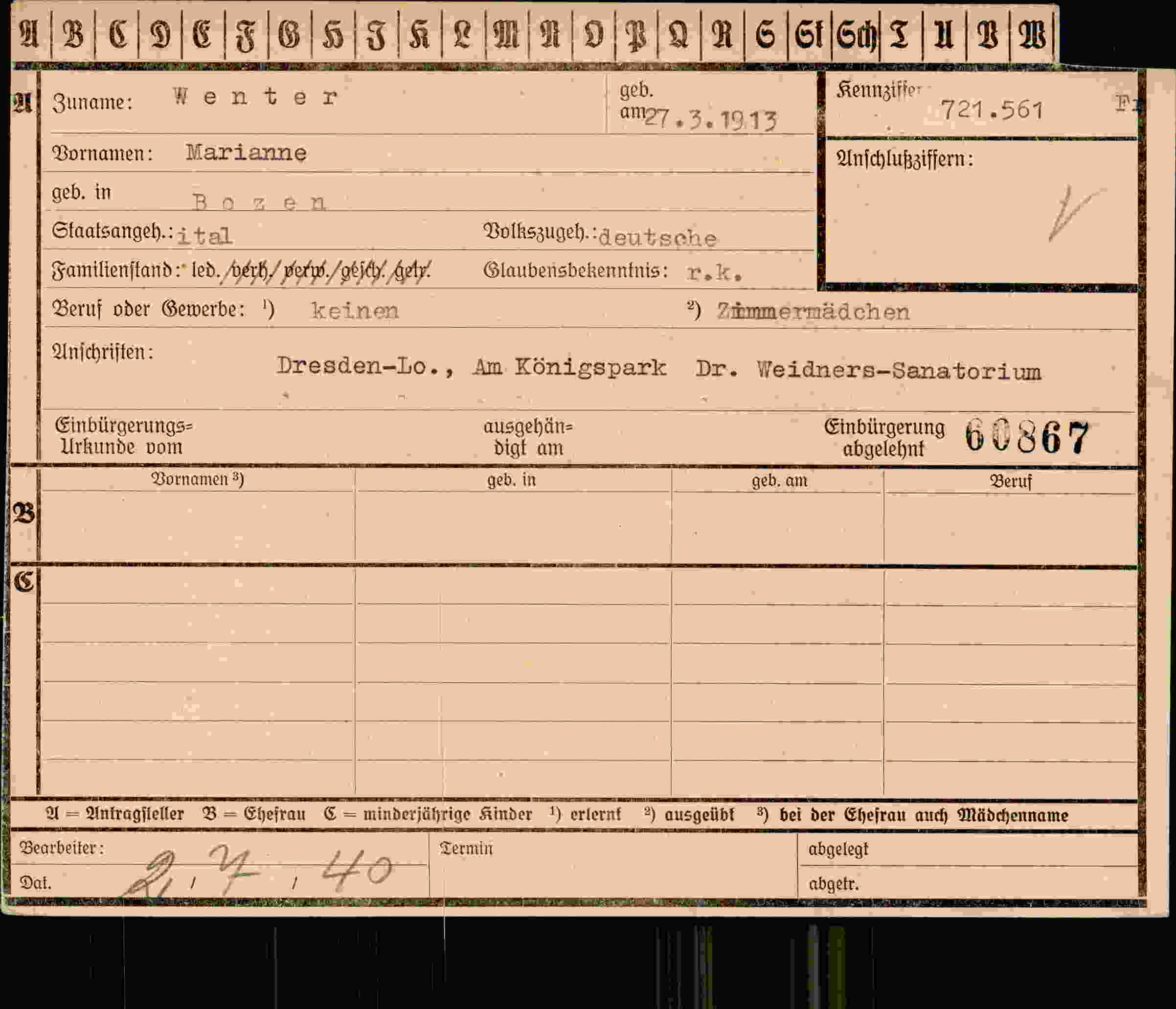 Vorderseite des Dokuments
