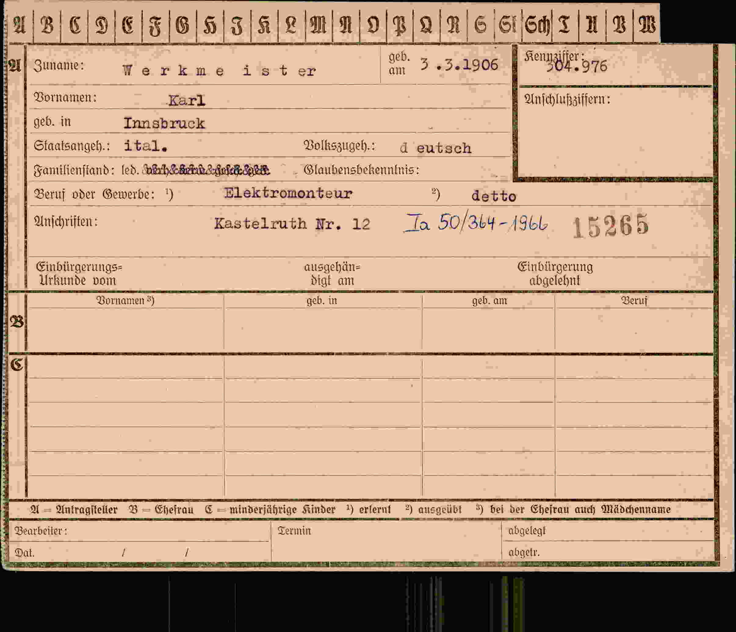 Vorderseite des Dokuments