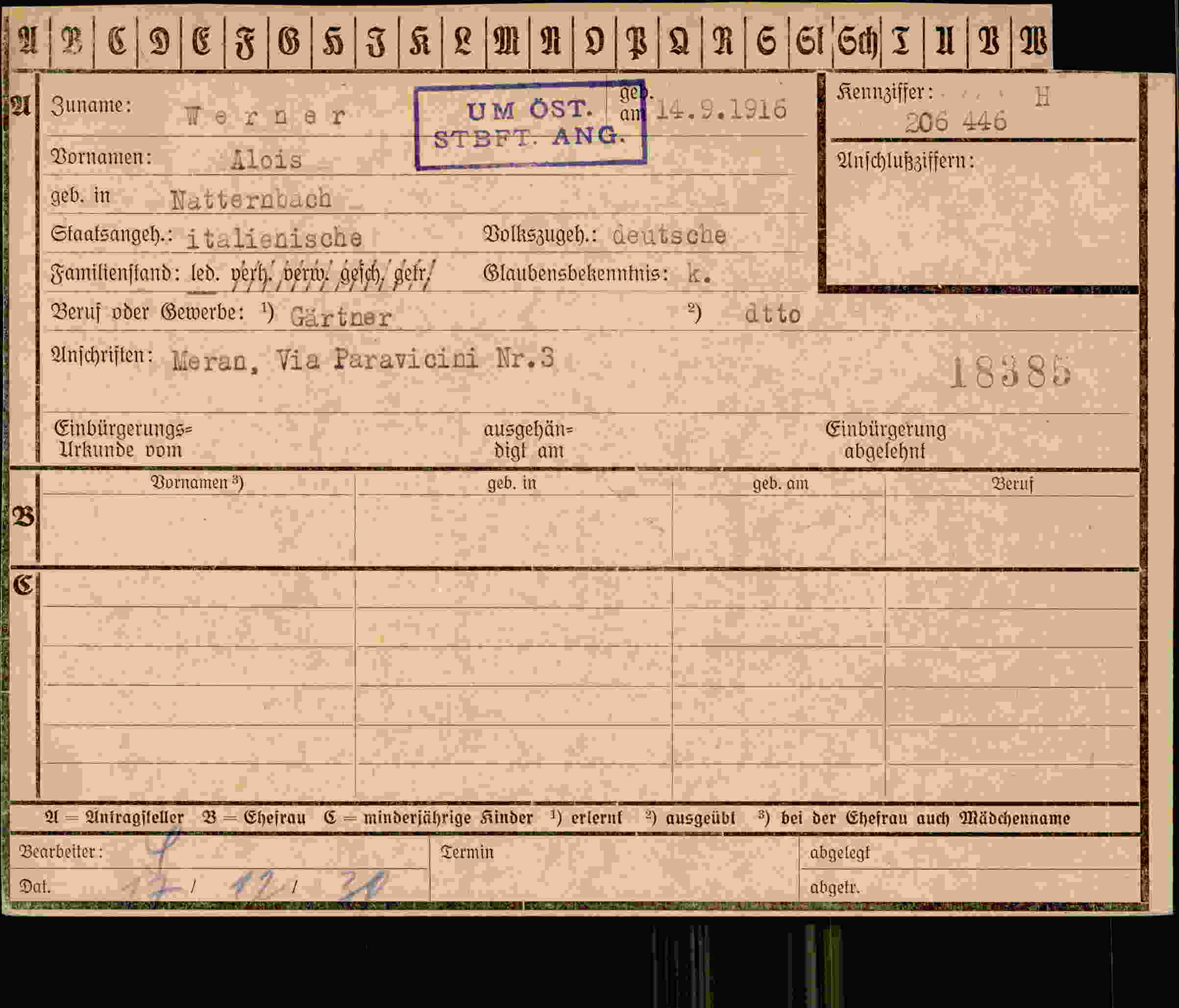 Dokument für Alois Werner