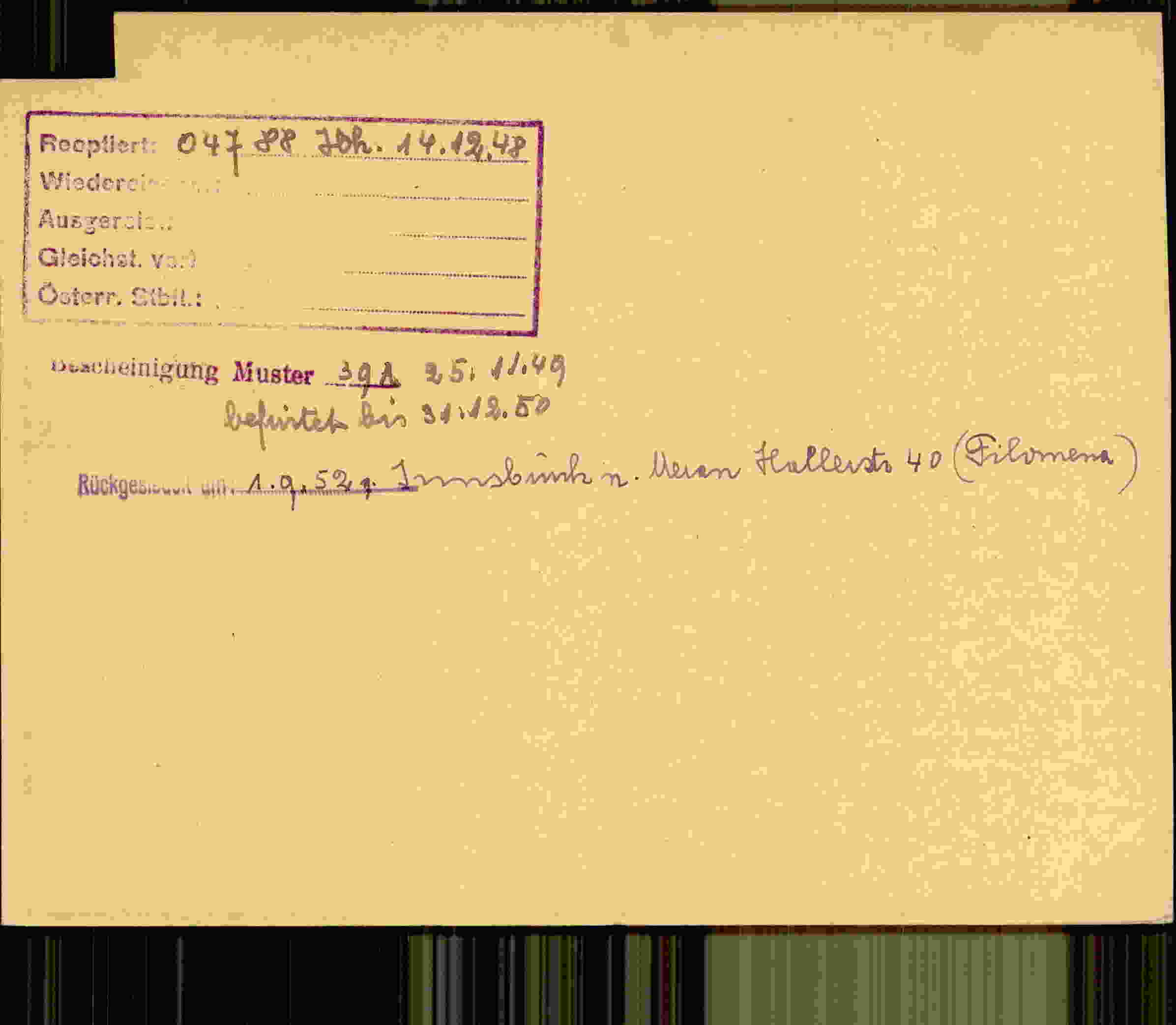 Rückseite des Dokuments