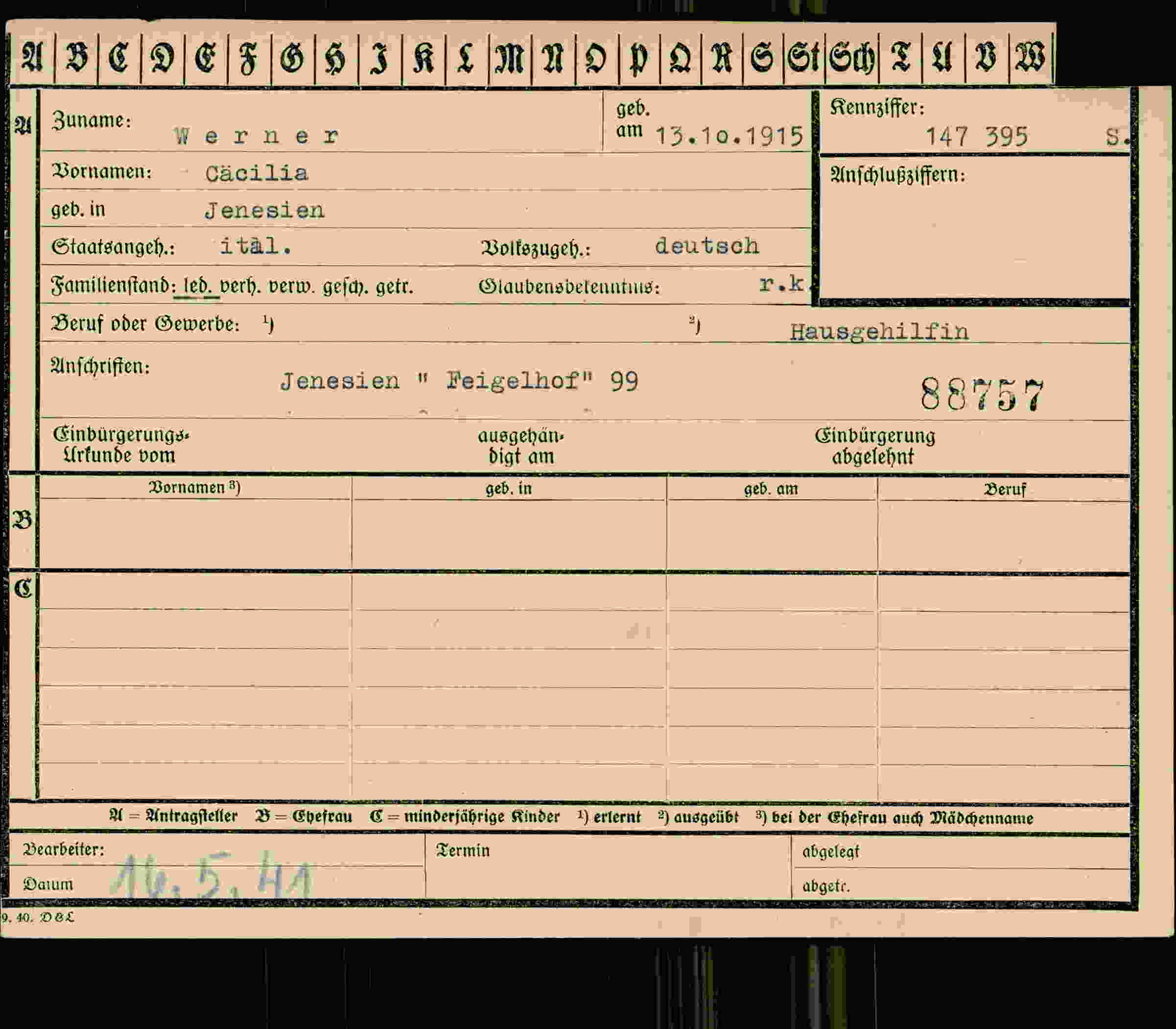 Dokument für Cäcilia Werner