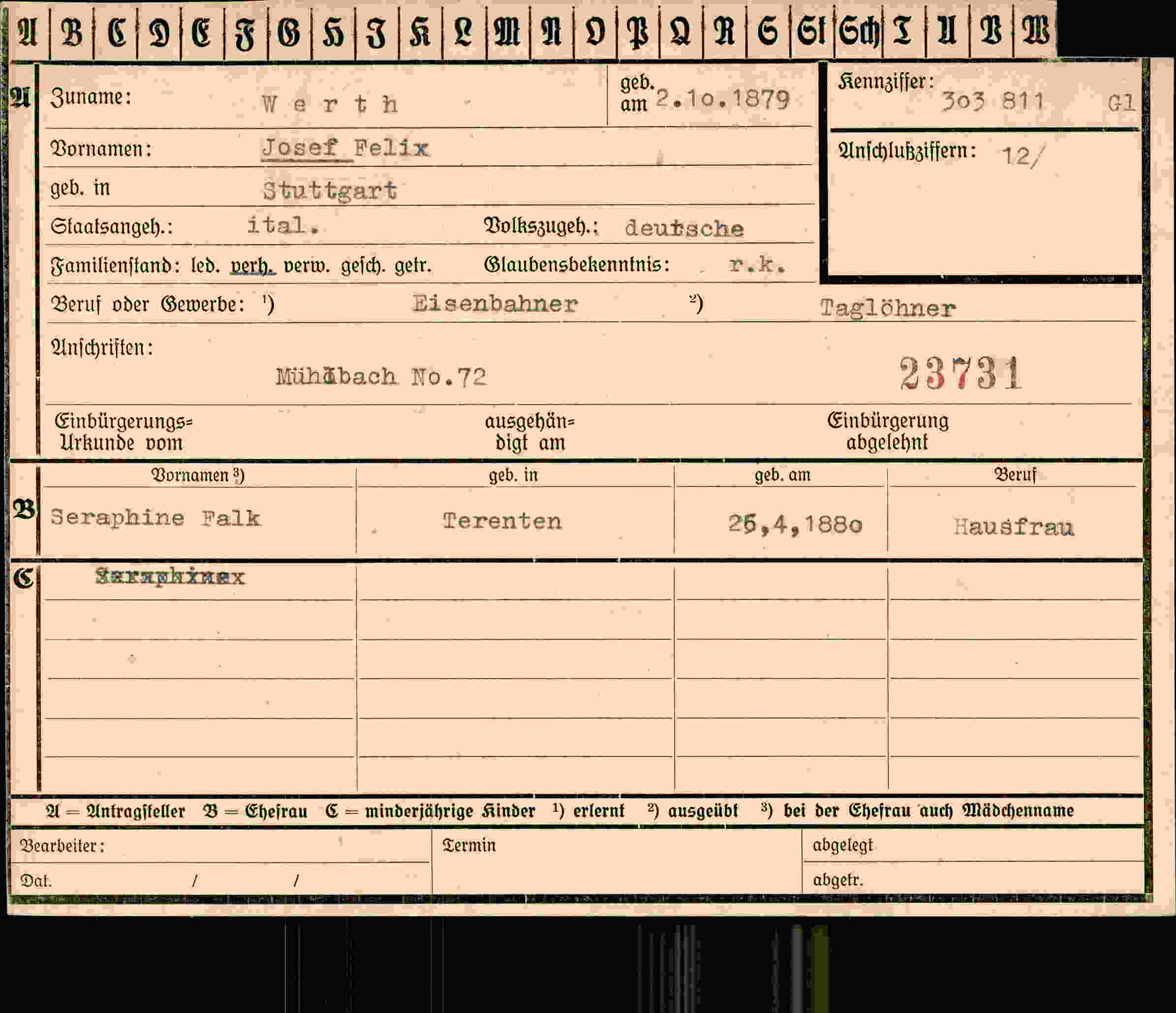 Dokument für Josef Felix Werth