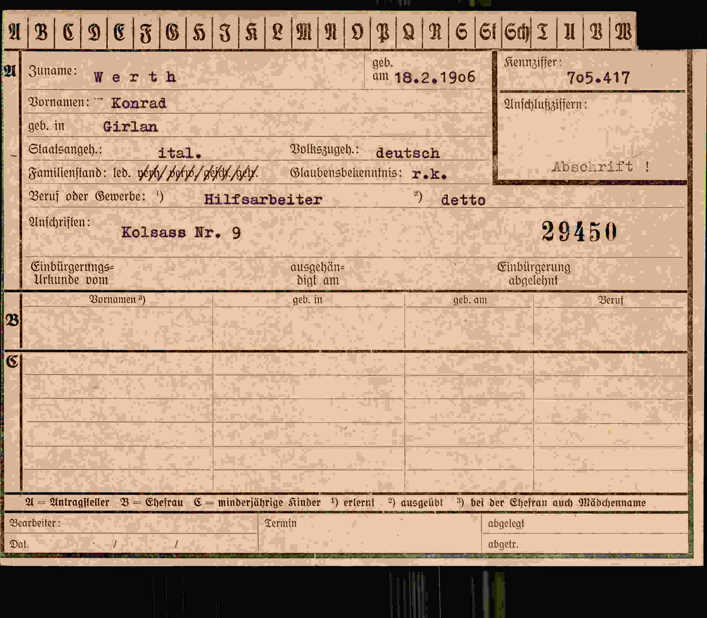Dokument für Konrad Werth