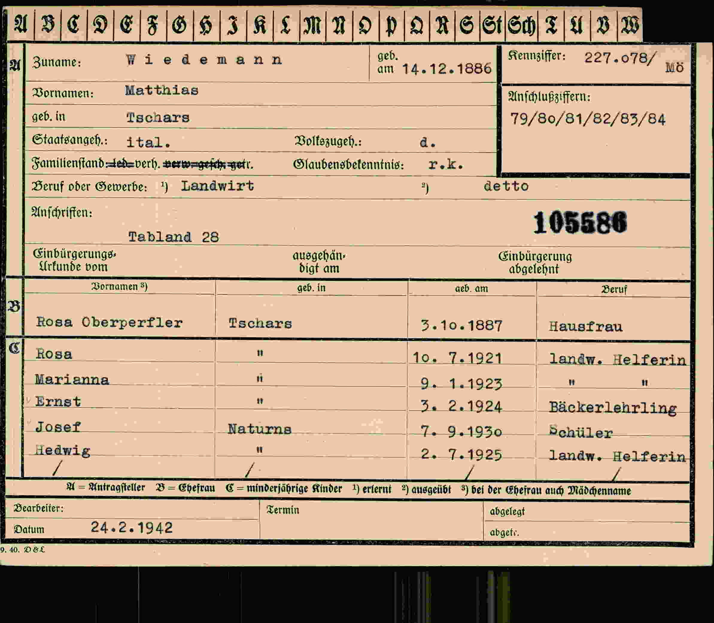 Vorderseite des Dokuments