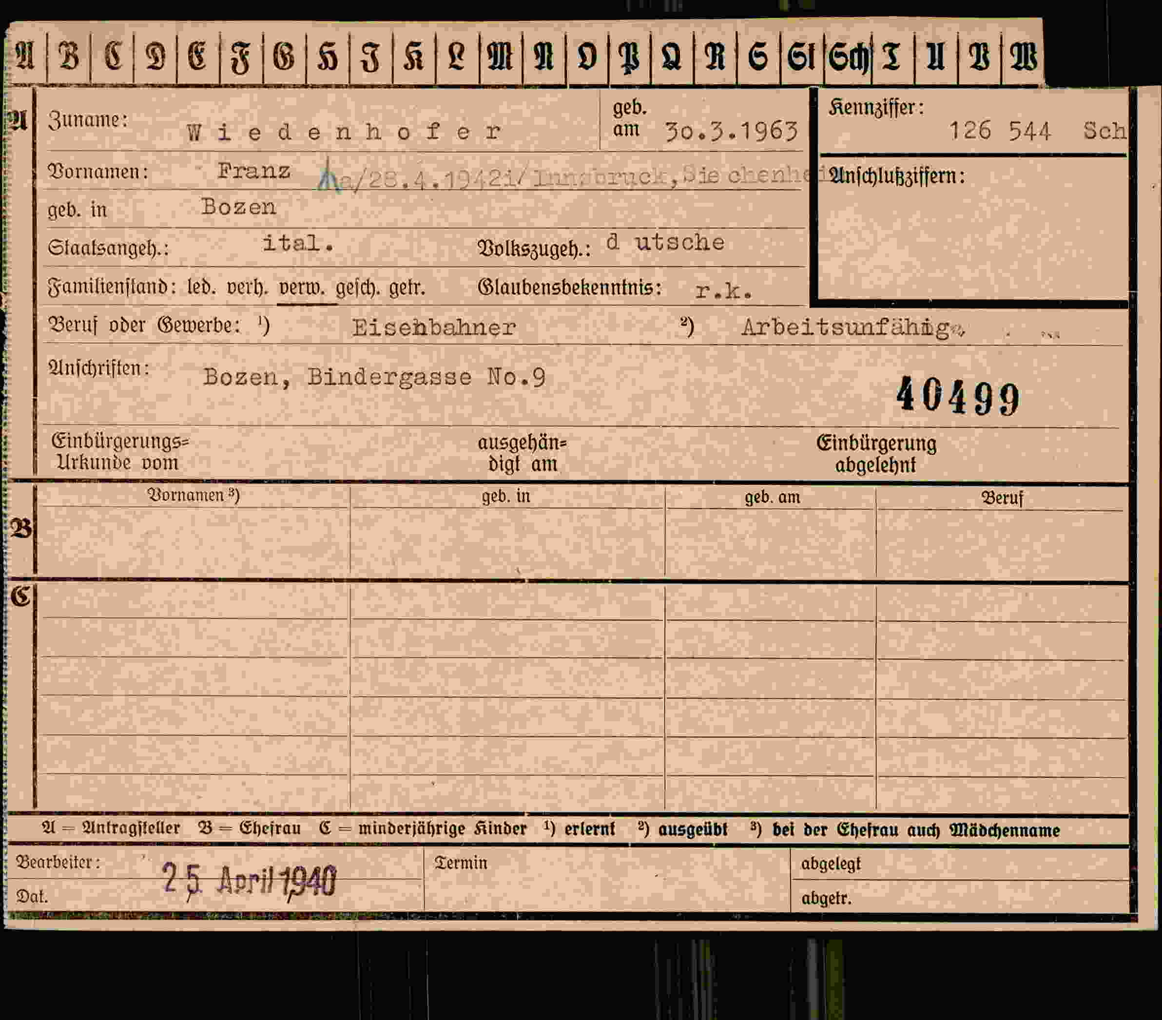Dokument für Franz Wiedenhofer