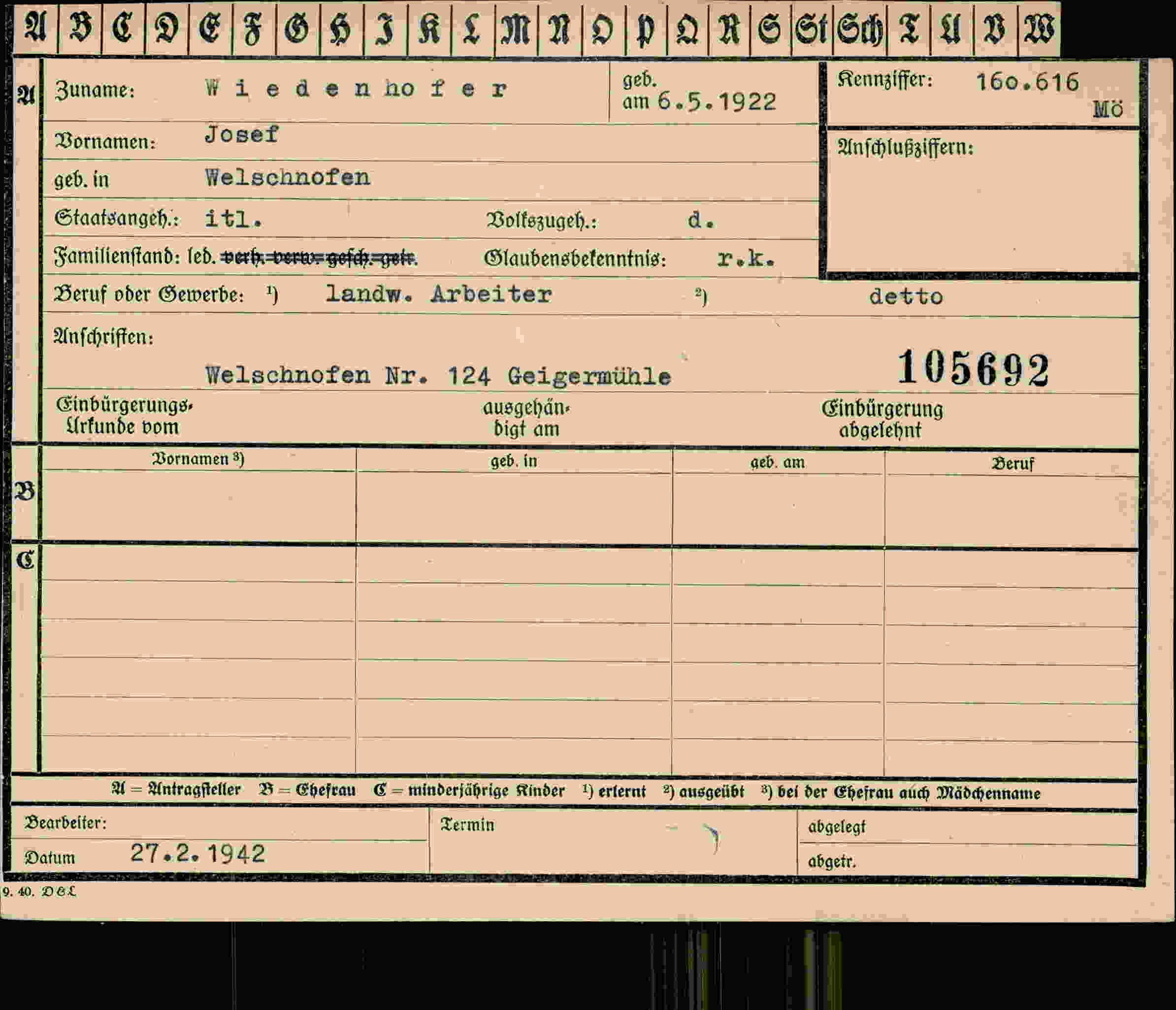 Vorderseite des Dokuments