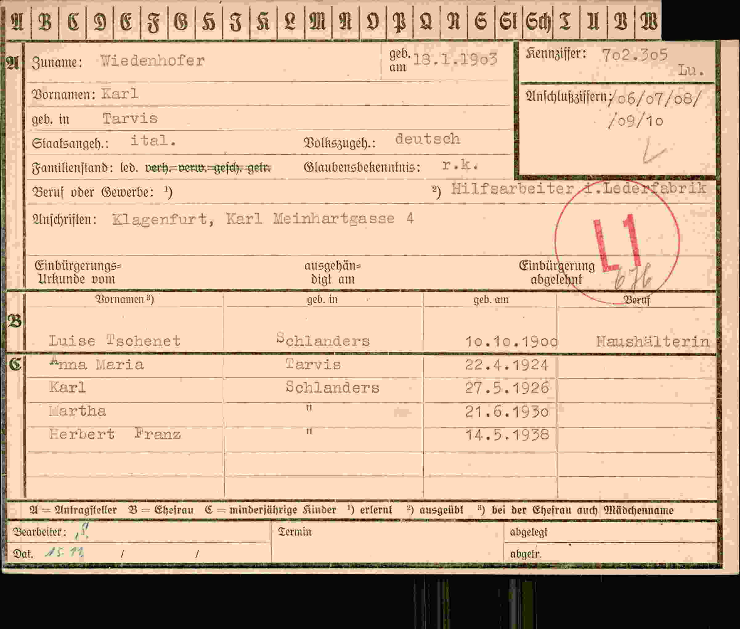 Dokument für Karl Wiedenhofer