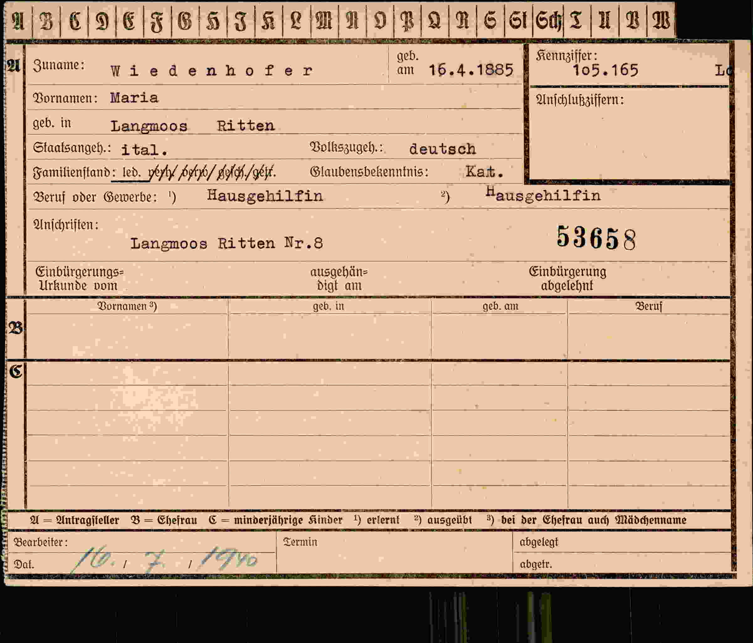 Vorderseite des Dokuments