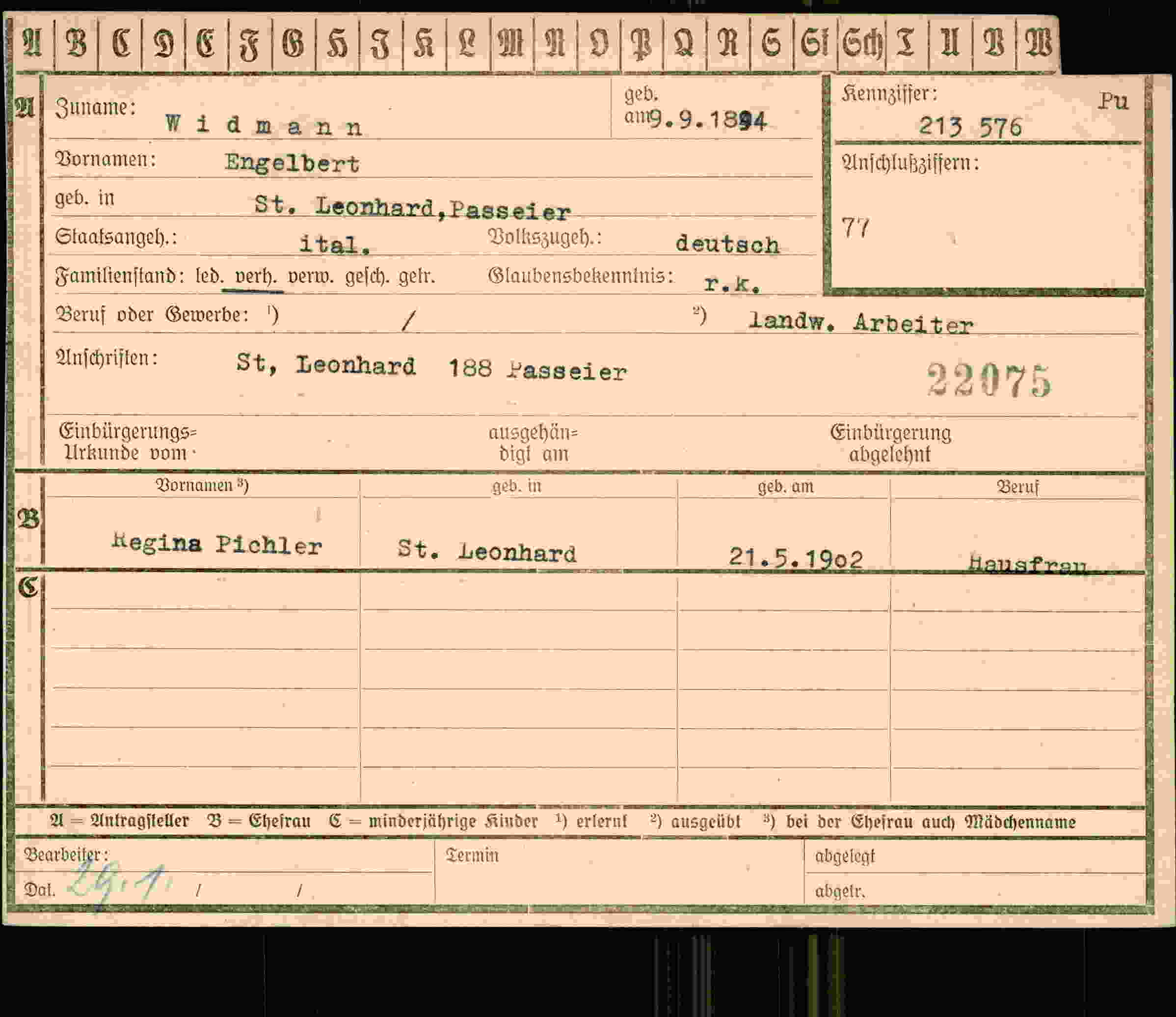 Dokument für Engelbert Widmann