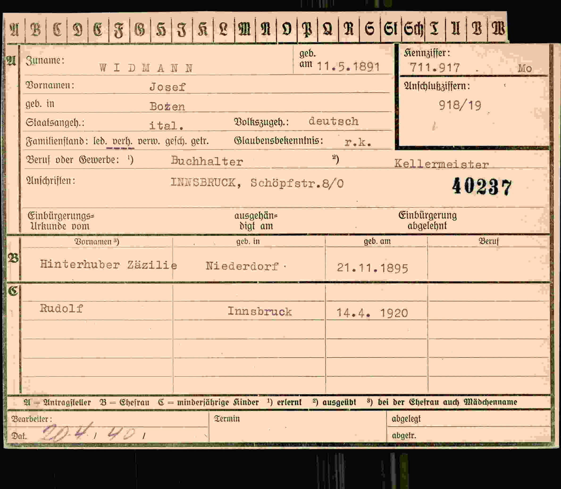 Vorderseite des Dokuments