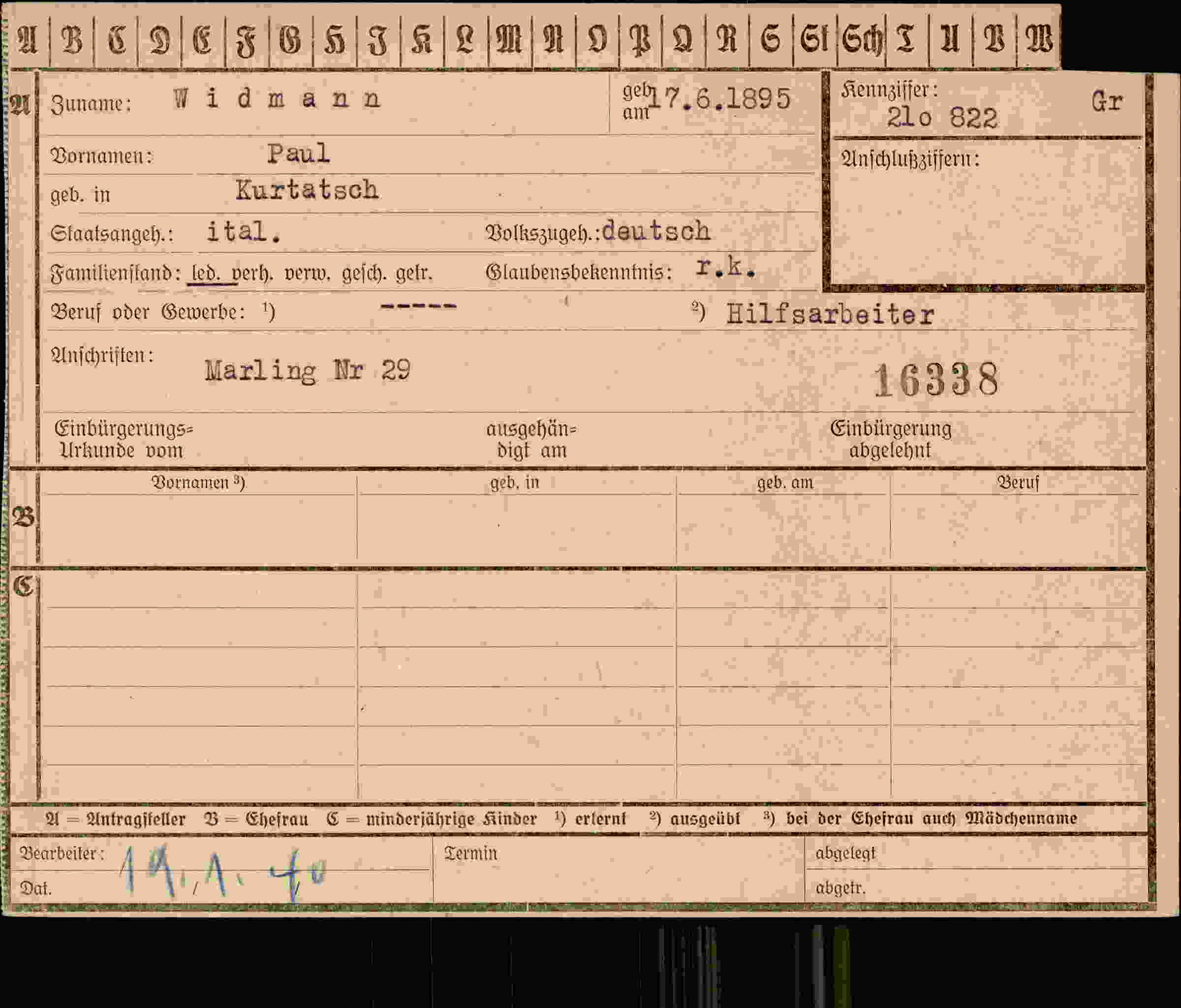 Vorderseite des Dokuments