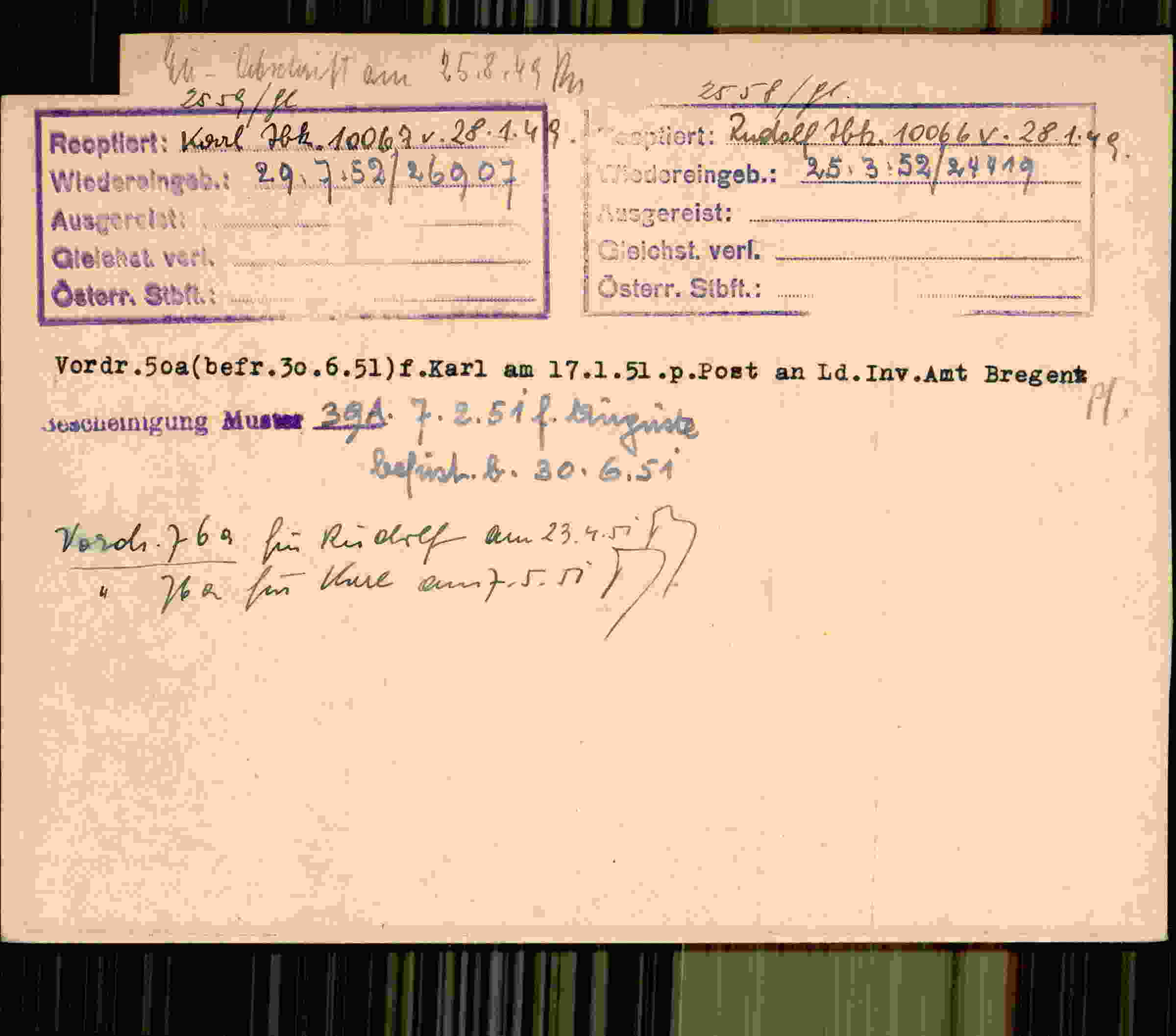 Rückseite des Dokuments
