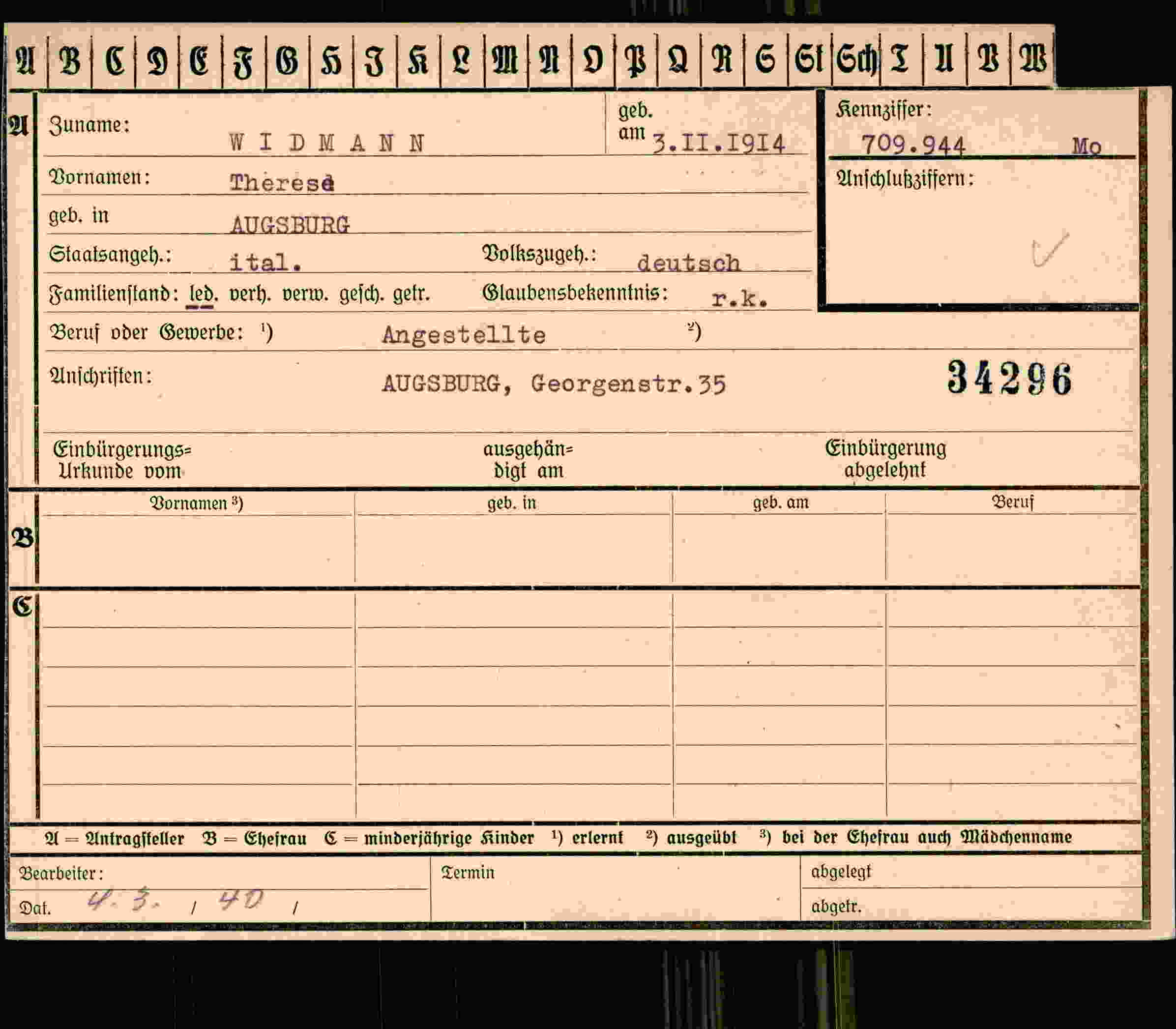 Vorderseite des Dokuments