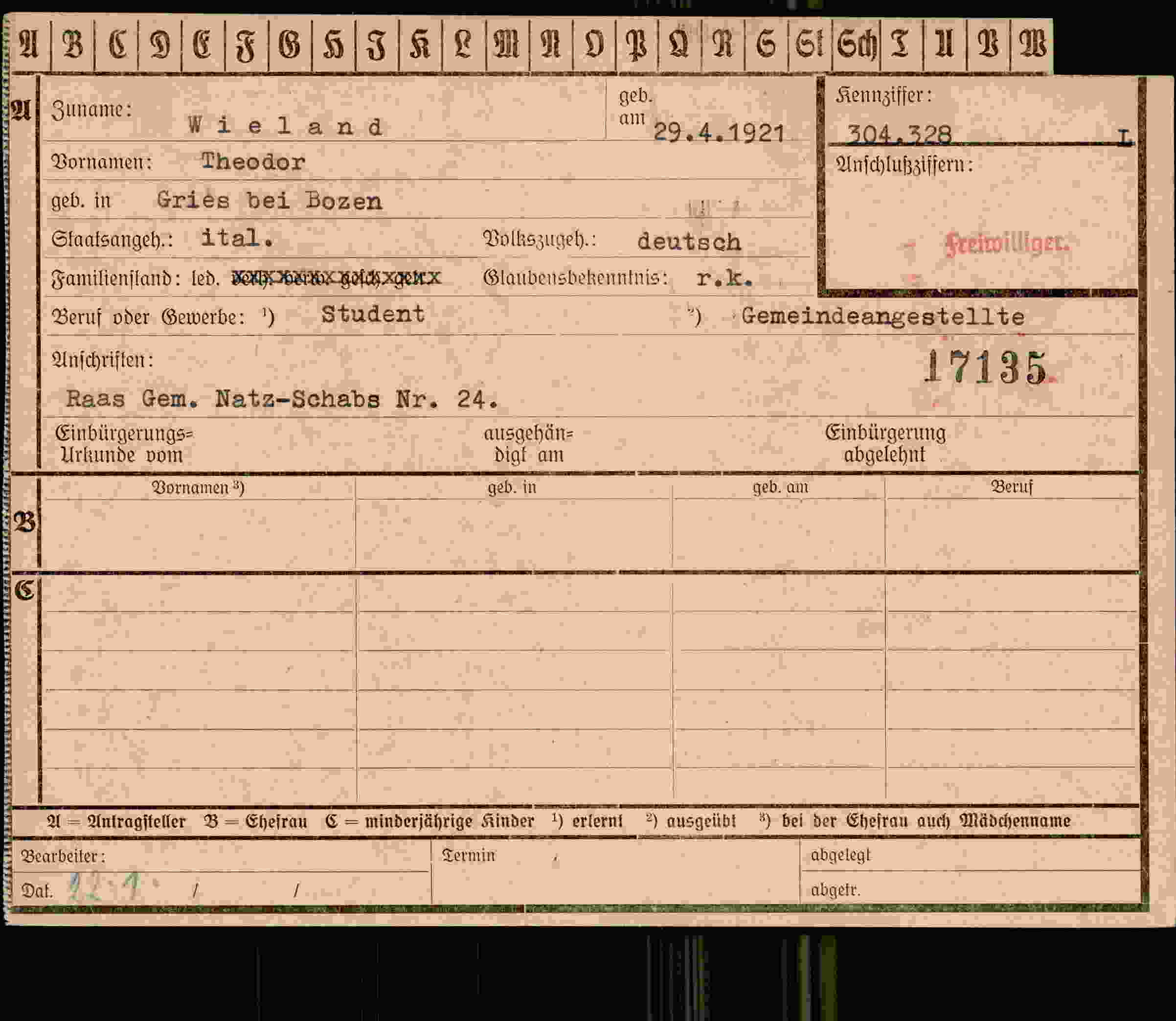 Dokument für Theodor Wieland