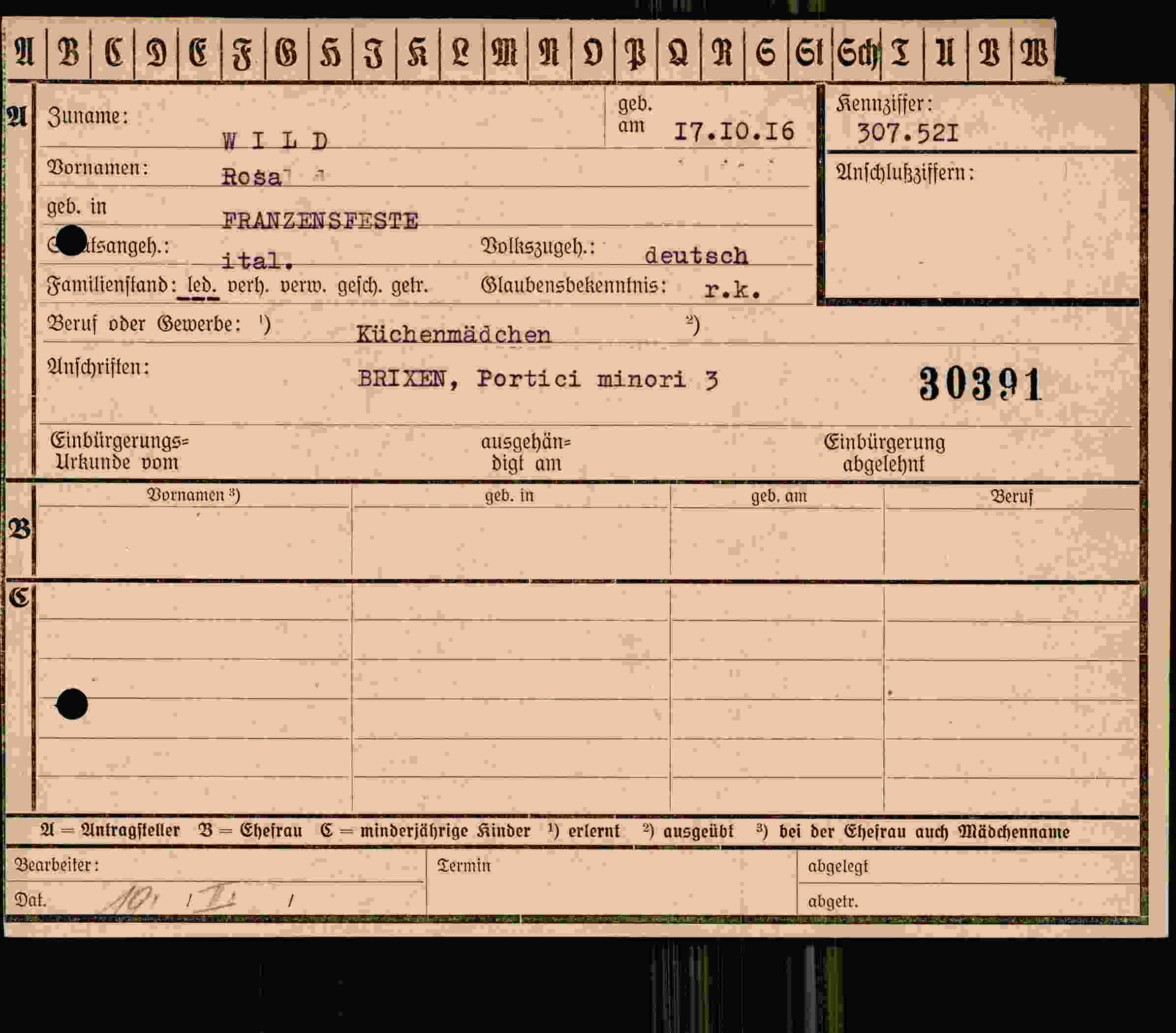 Vorderseite des Dokuments