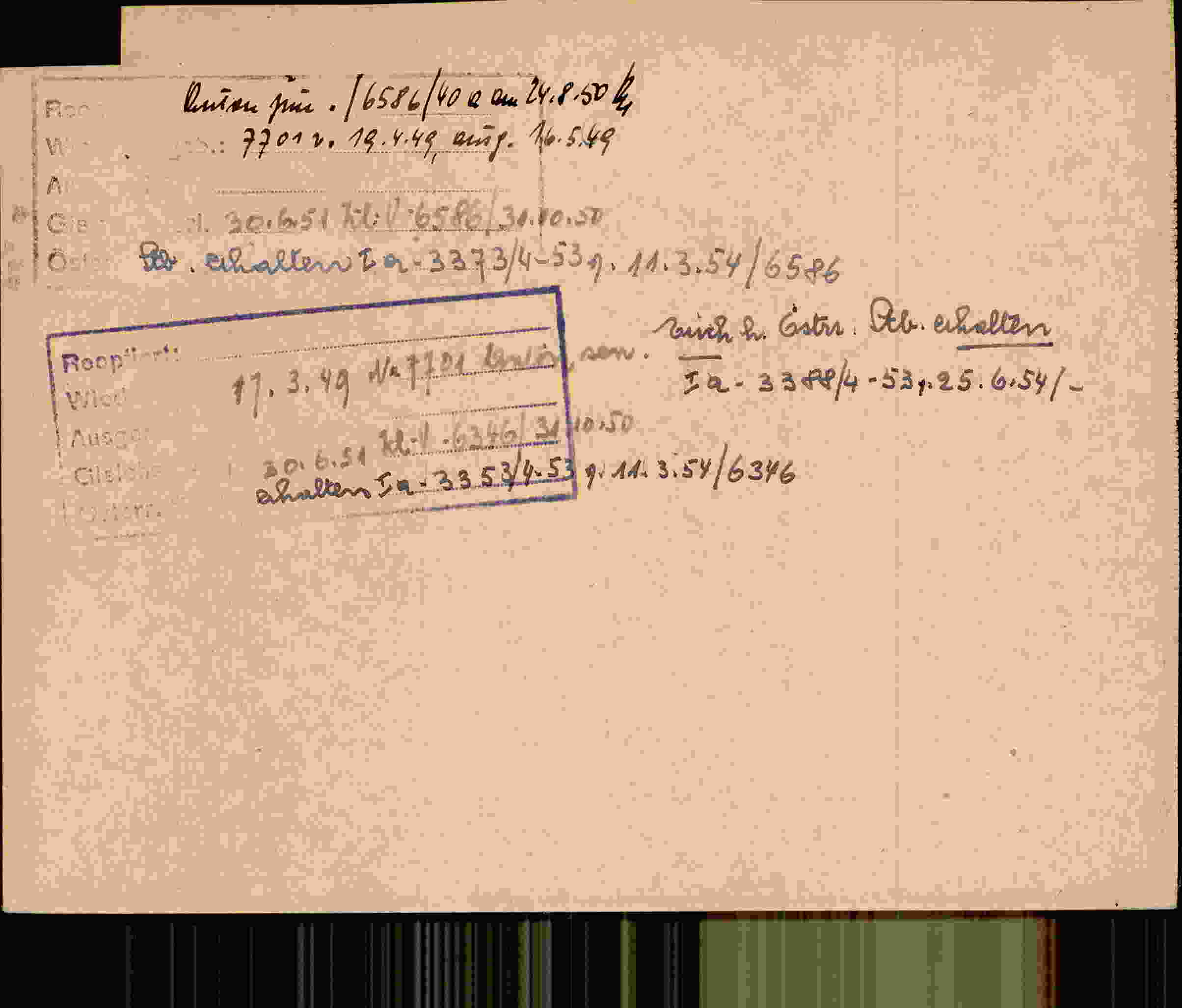 Rückseite des Dokuments