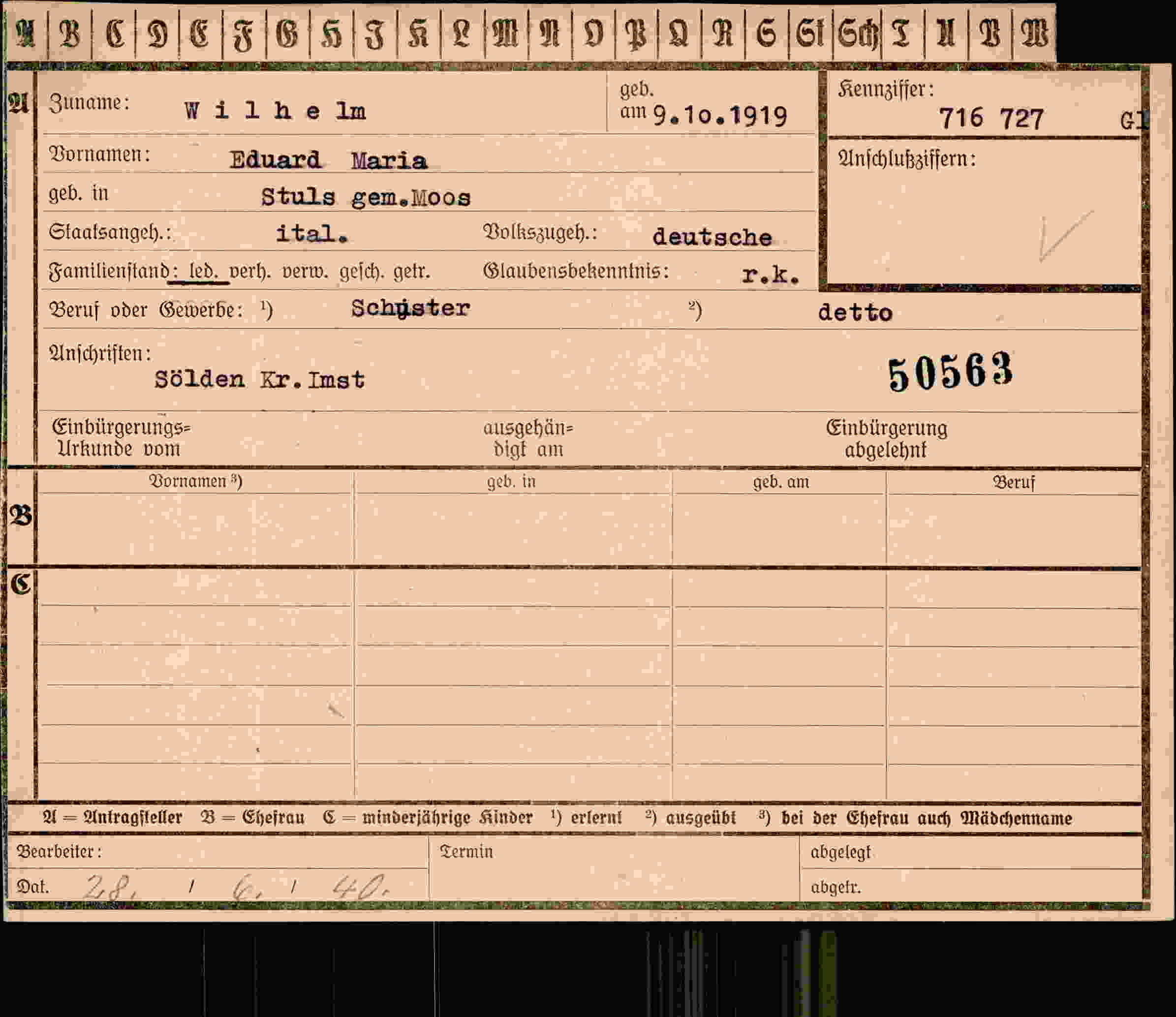 Dokument für Eduard Maria Wilhelm
